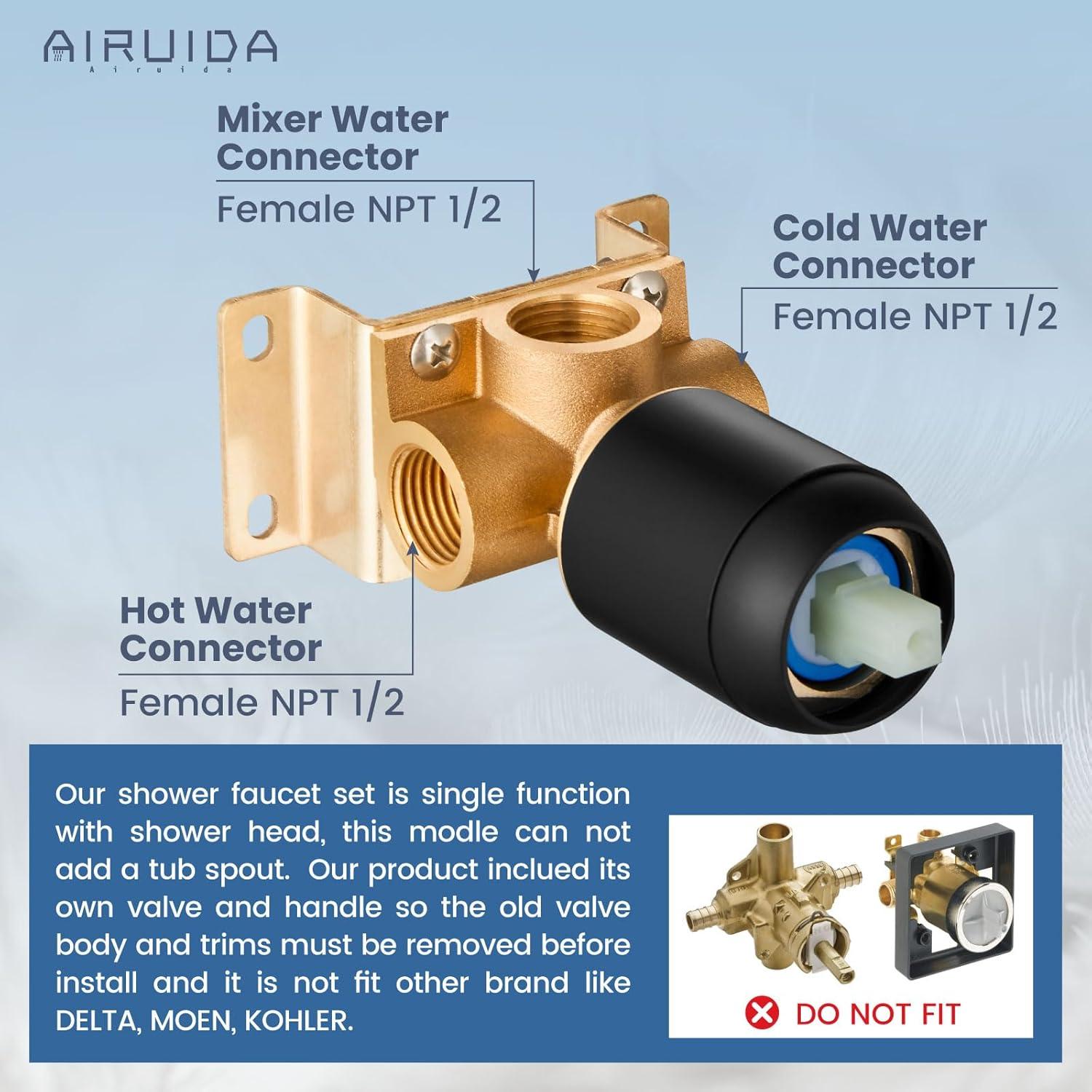 Matte Black Shower Faucet Set Bathroom Rain Shower System 8in Shower Head Combo