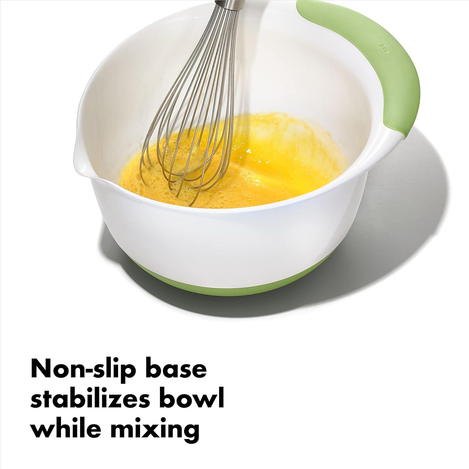 OXO Good Grips 3 Piece Nesting Mixing Bowl Set with Red, Green, and Blue Handles