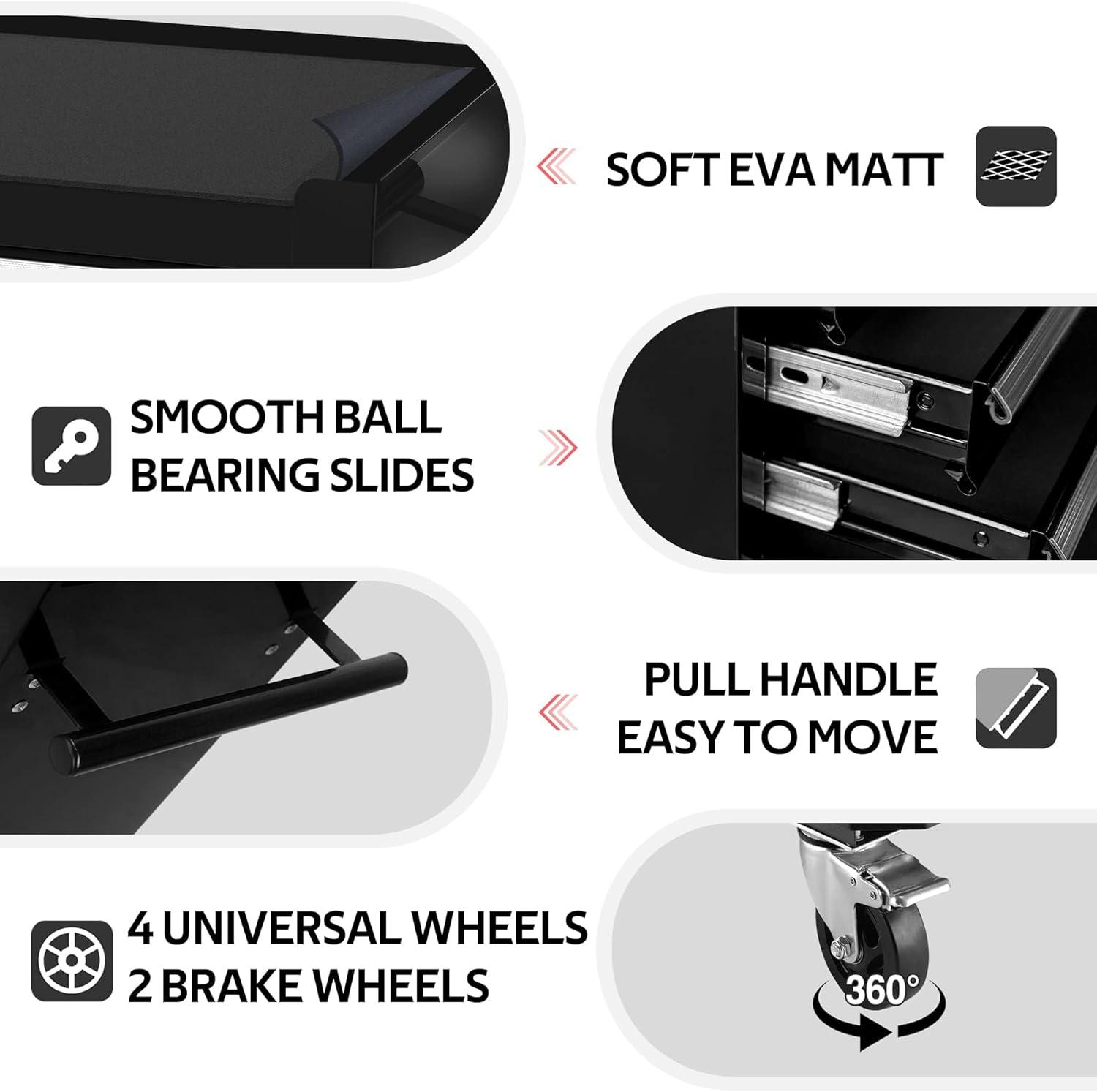 Yesurprise 12.99'' W 5 -Drawer Steel Job Site Storage with Wheels