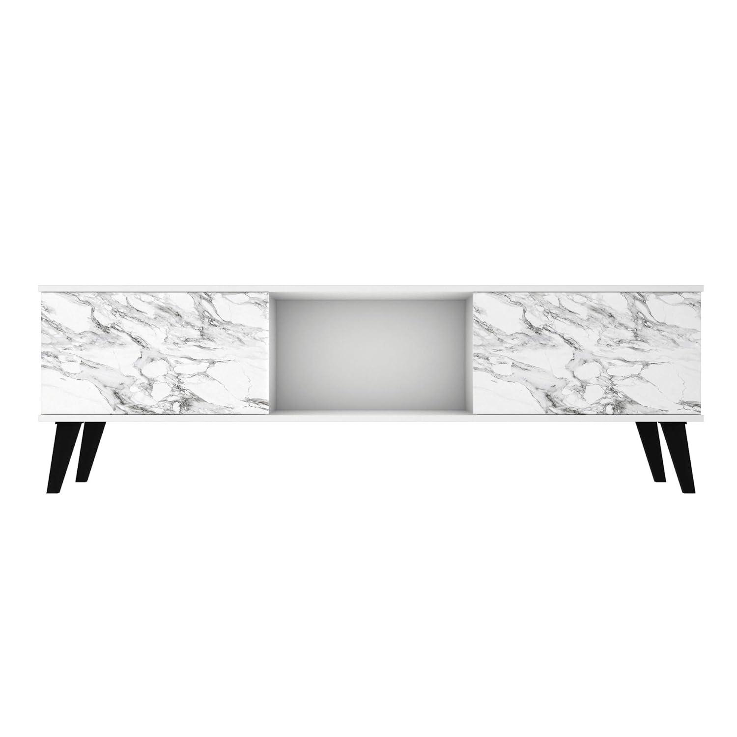 Doyers TV Stand for TVs up to 60" Brown - Manhattan Comfort: Entertainment Center with Open Shelves, Cable Management