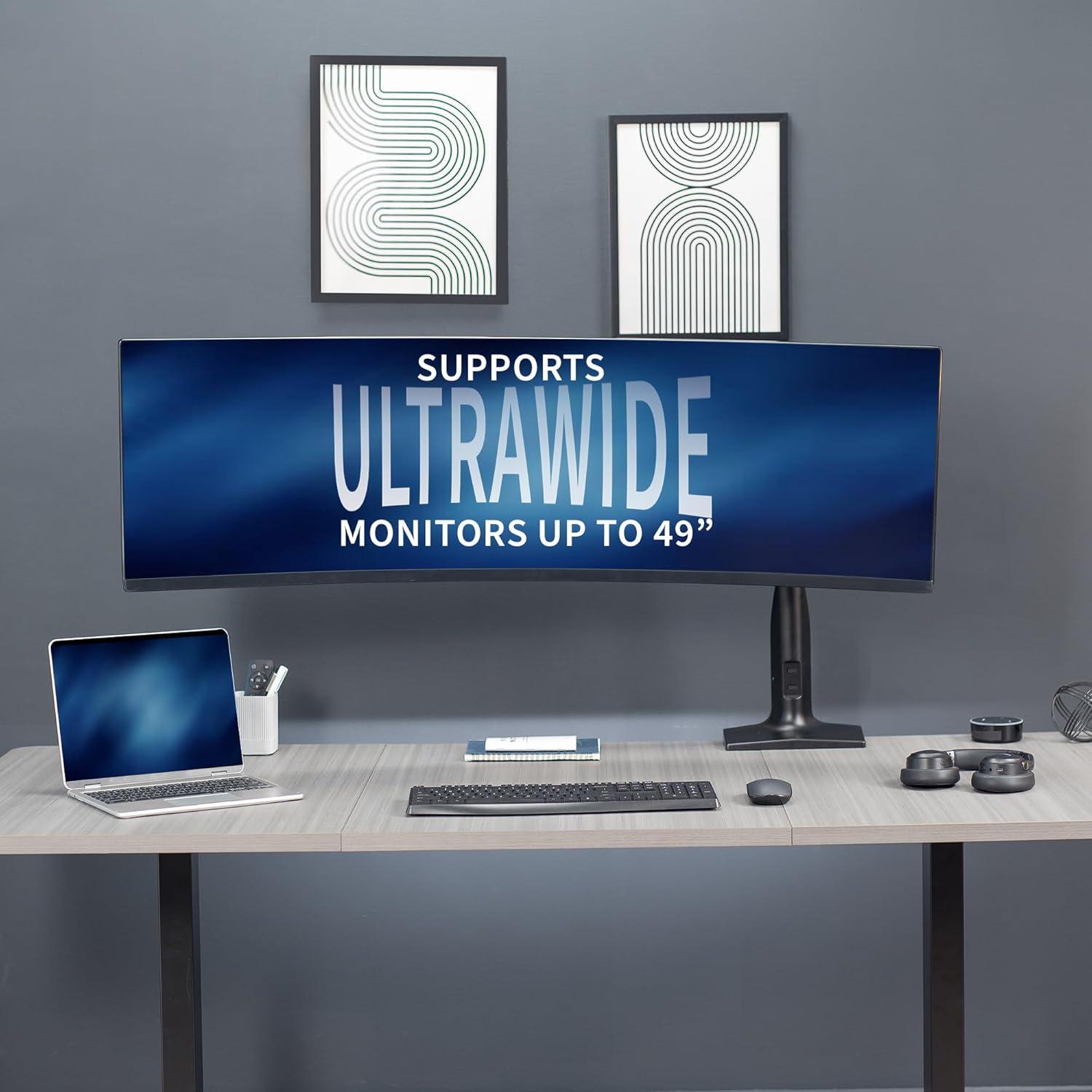 Pneumatic Arm Single Ultra Wide Monitor Desk Mount