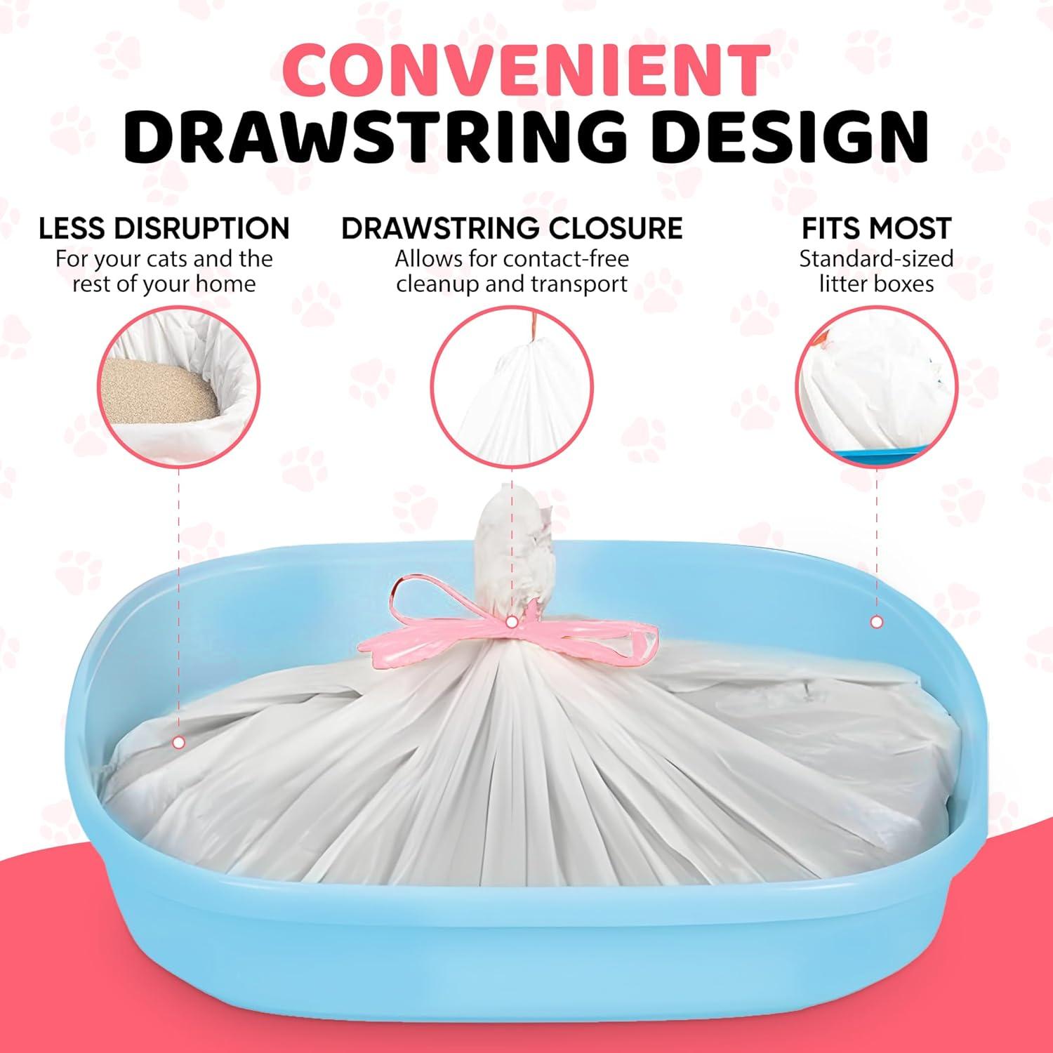 Extra Heavy Duty Jumbo Cat Litter Box Liners 20 Count Cat Waste Liners