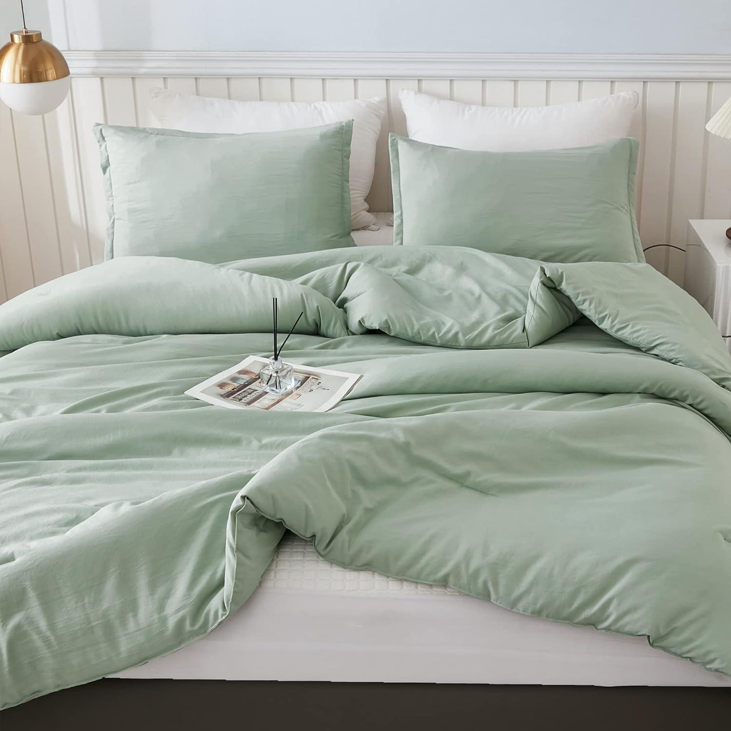 Solid Bedding Set Sage Green - 3 Piece - King