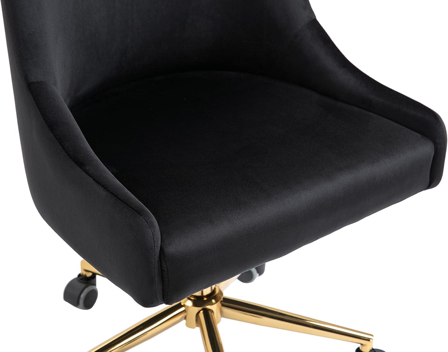 Karina Black Velvet and Gold Adjustable Office Chair