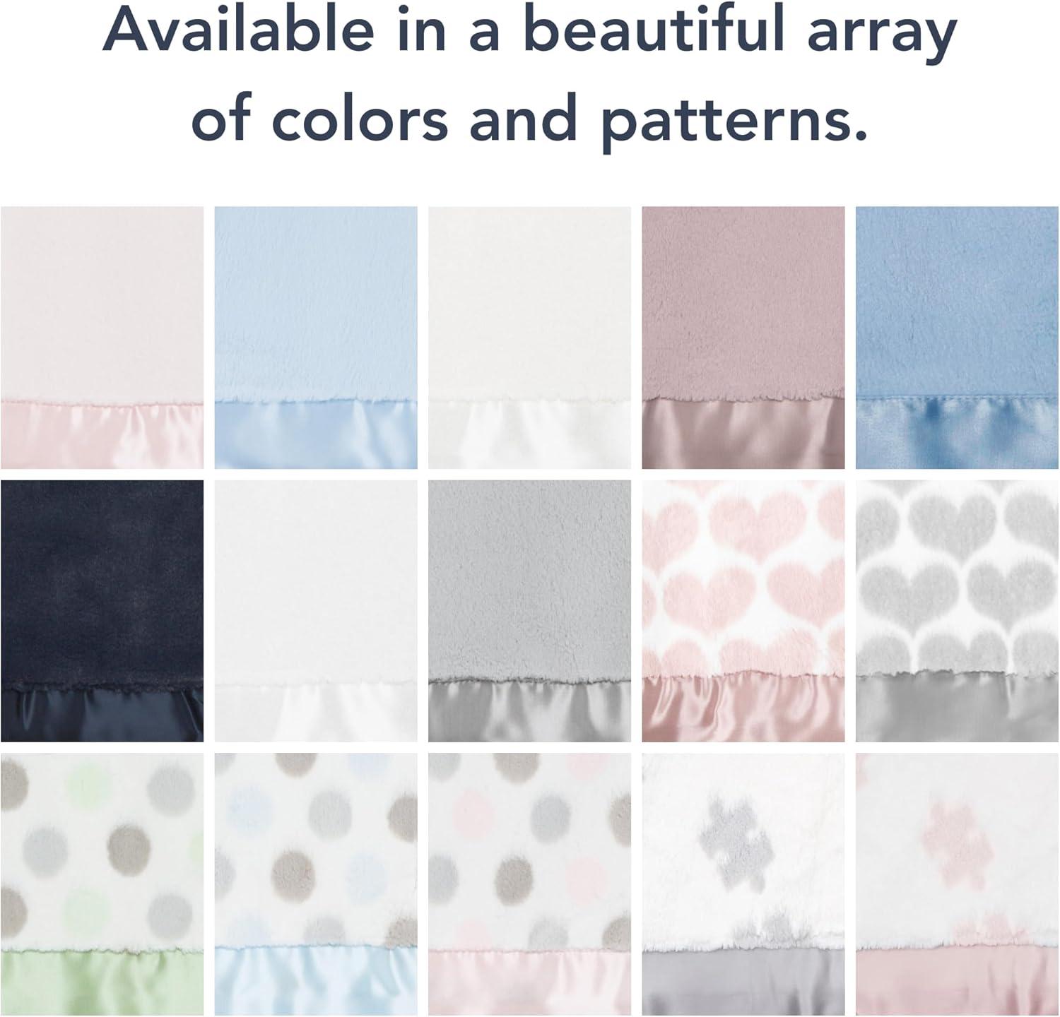 Soft Pink and Gray Faux Fur Baby Blanket with Satin Trim