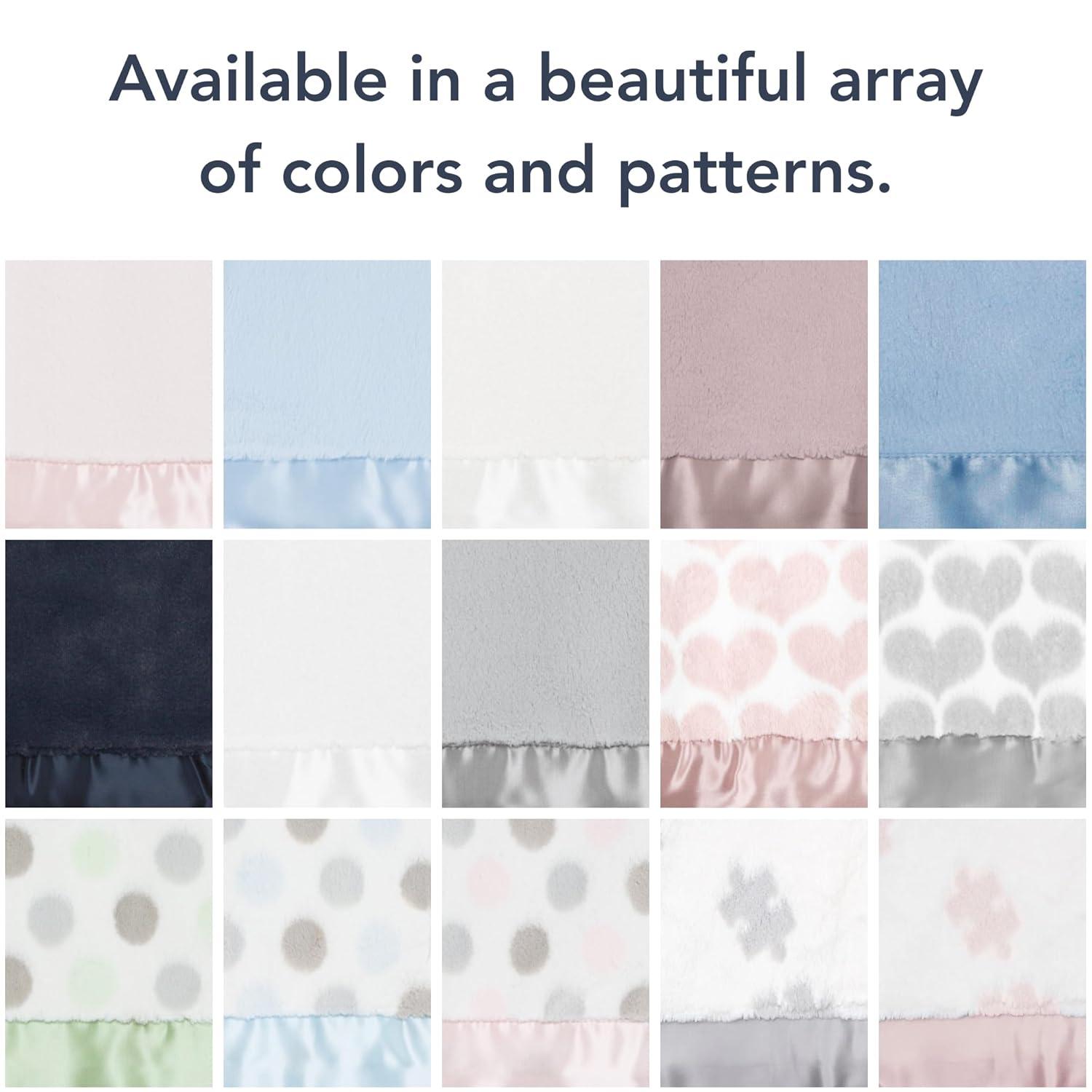 Soft Pink and Gray Faux Fur Baby Blanket with Satin Trim