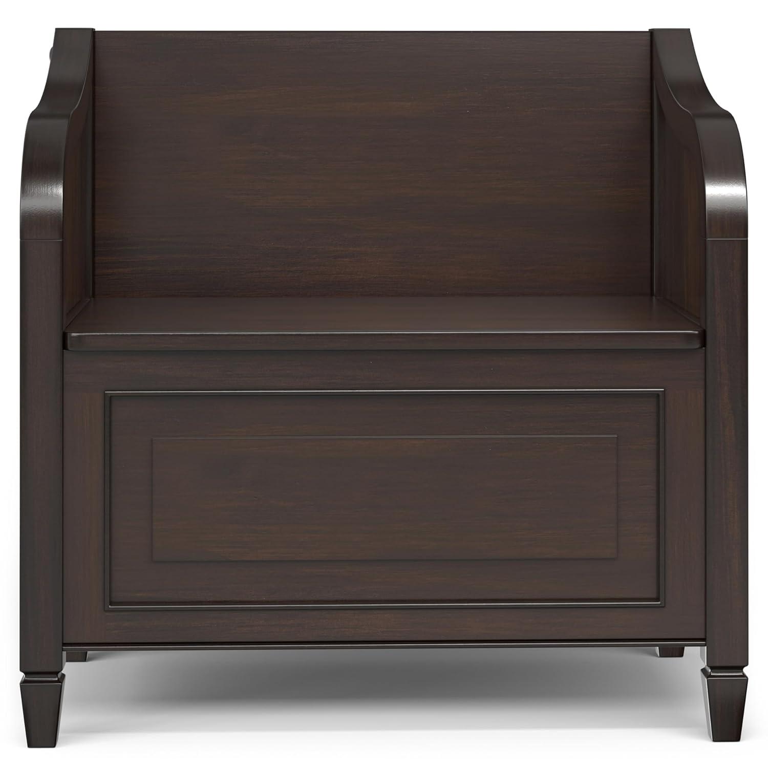 Simpli Home Connaught 30"W Solid Wood Small Entryway Storage Bench with Lift-Top Lid and Hidden Storage Compartment