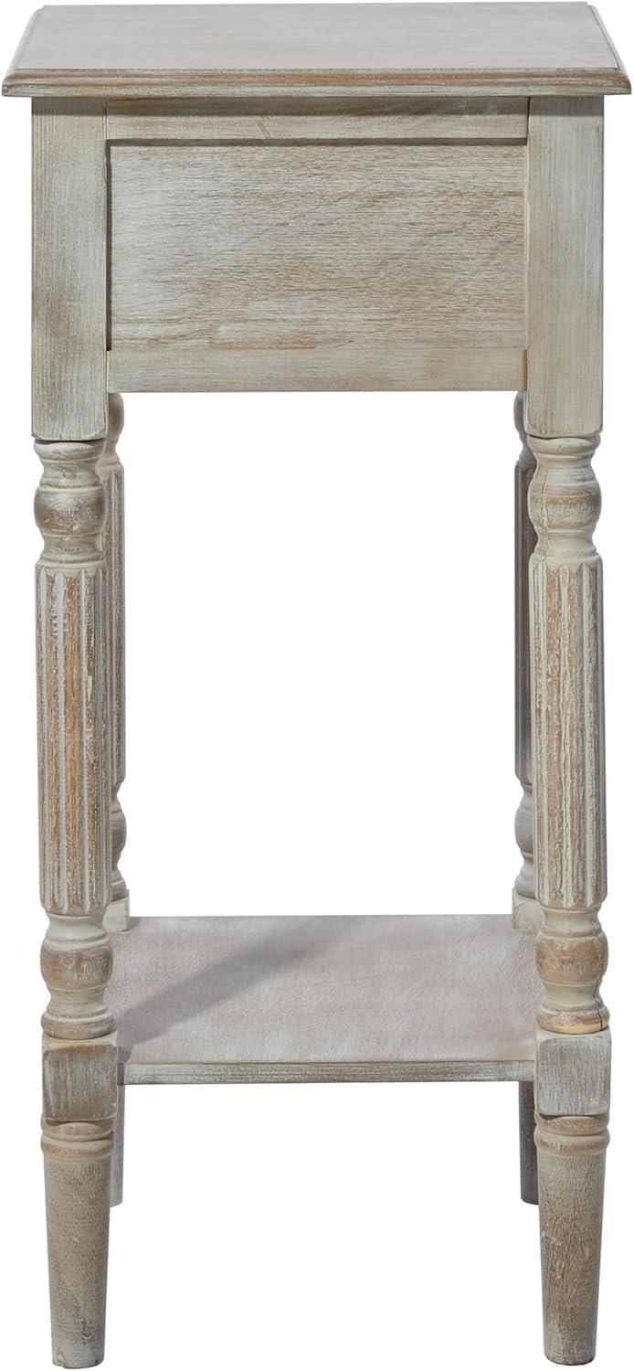 Rustic Country Wood Accent Table - Olivia & May: French Style, Tall End Table for Living Room with Drawer