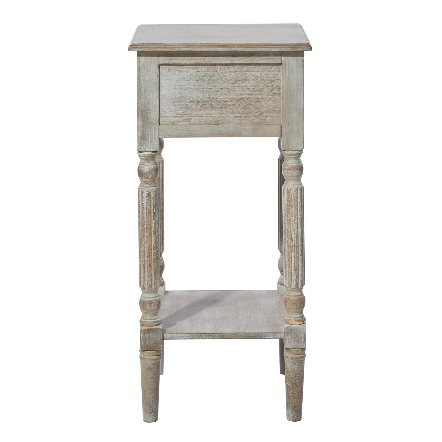 Rustic Country Wood Accent Table - Olivia & May: French Style, Tall End Table for Living Room with Drawer