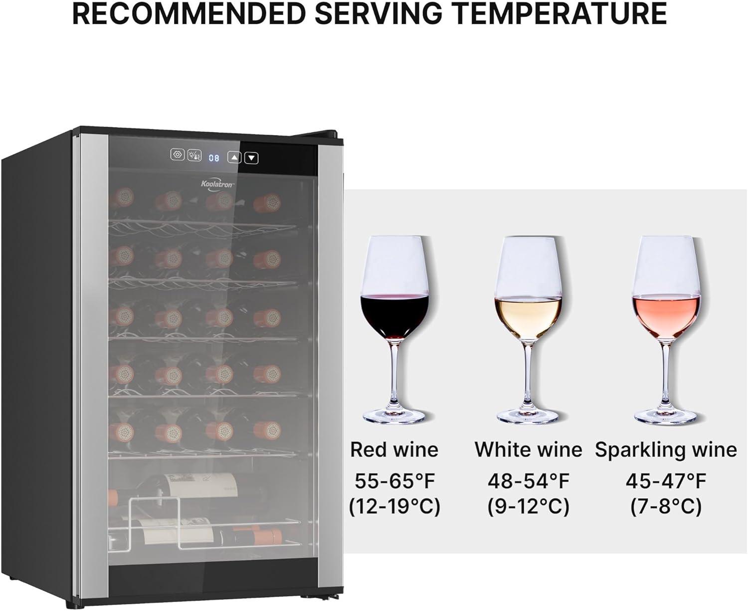24 Bottle Dual Zone Wine Cooler, Black, 2.4 cu. ft. (68L) Freestanding Wine Fridge