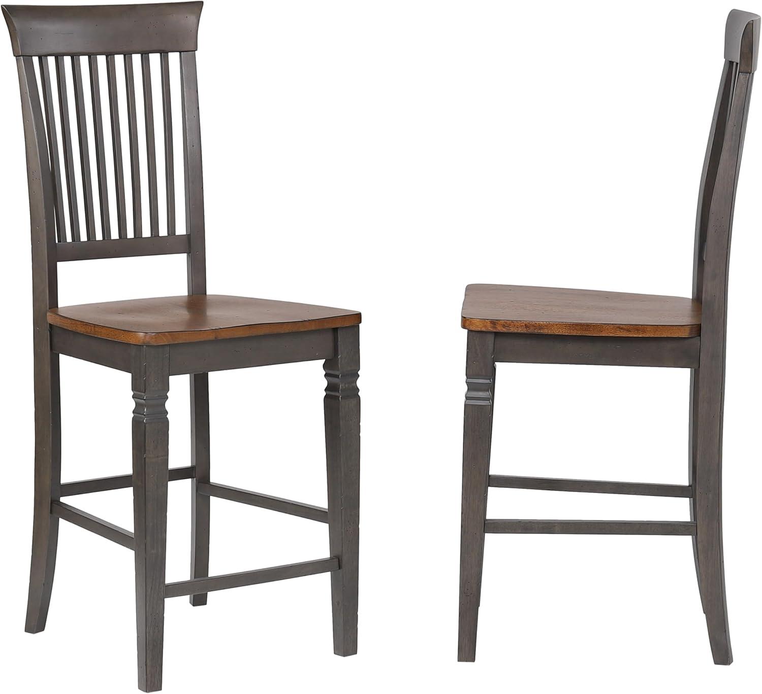 Dakota 5PC Extendable 42-54-in Pub Dining Storage Table Set in Brown & Gray Wood