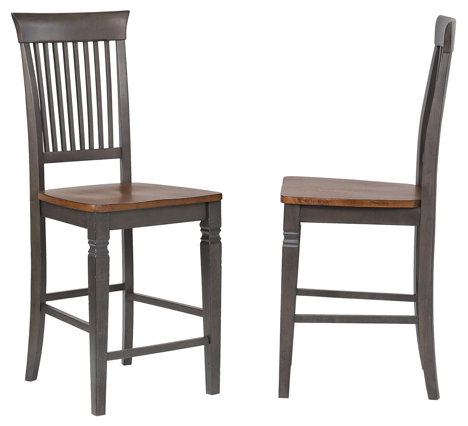 Dakota 5PC Extendable 42-54-in Pub Dining Storage Table Set in Brown & Gray Wood