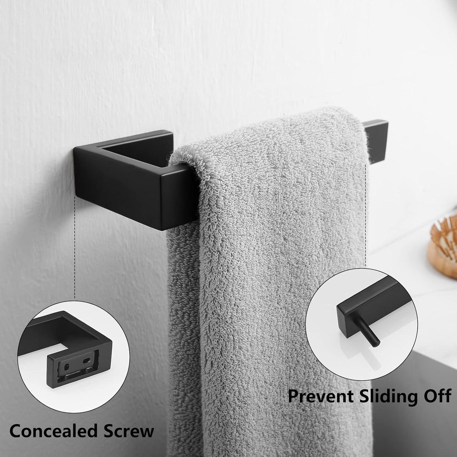 Matte Black Stainless Steel 5-Piece Bathroom Hardware Set