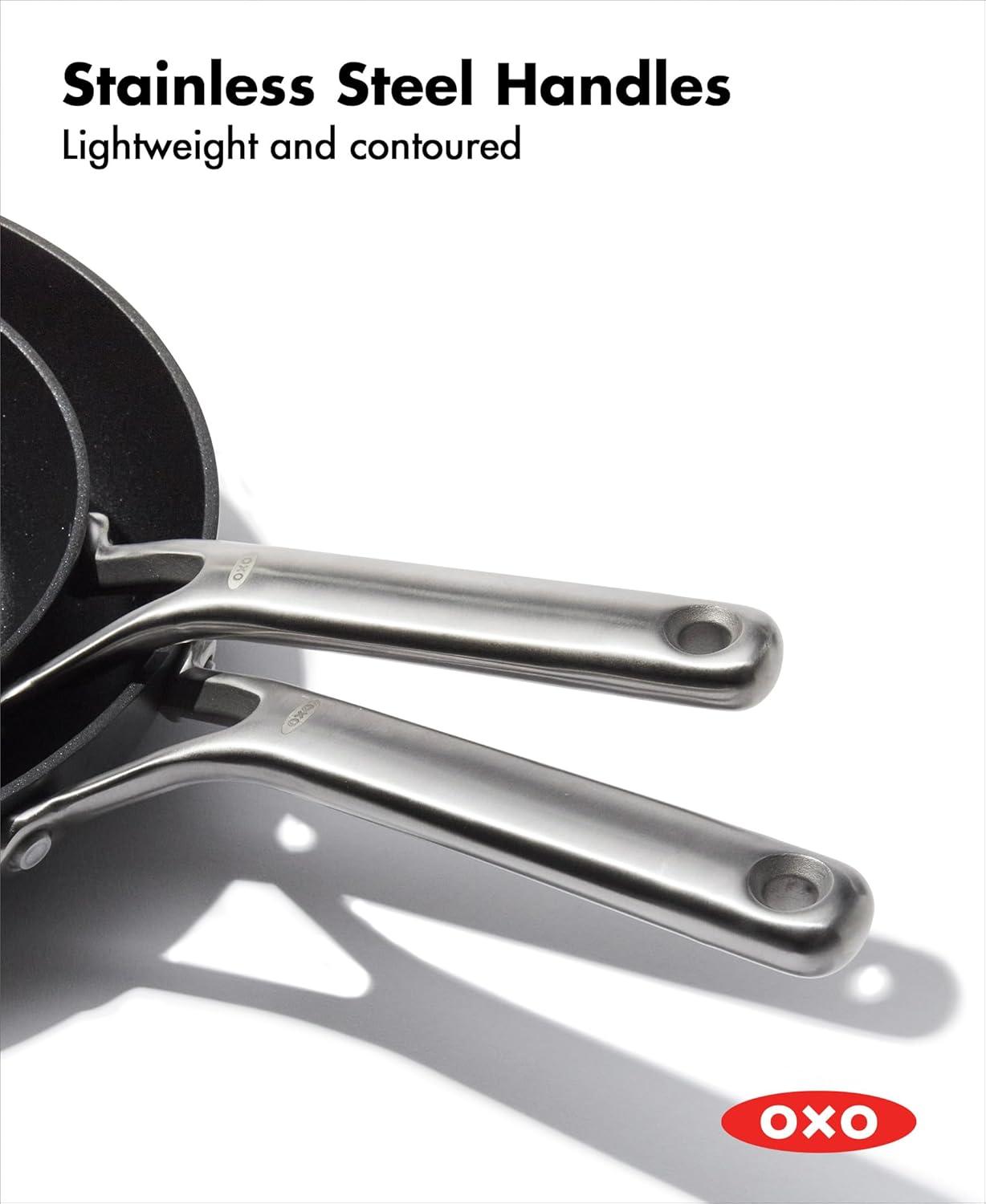 OXO 10pc Ceramic Pro Non-Stick Cookware Set Gray: Aluminum, Dishwasher-Safe, Induction & Gas Compatible, Lifetime Warranty