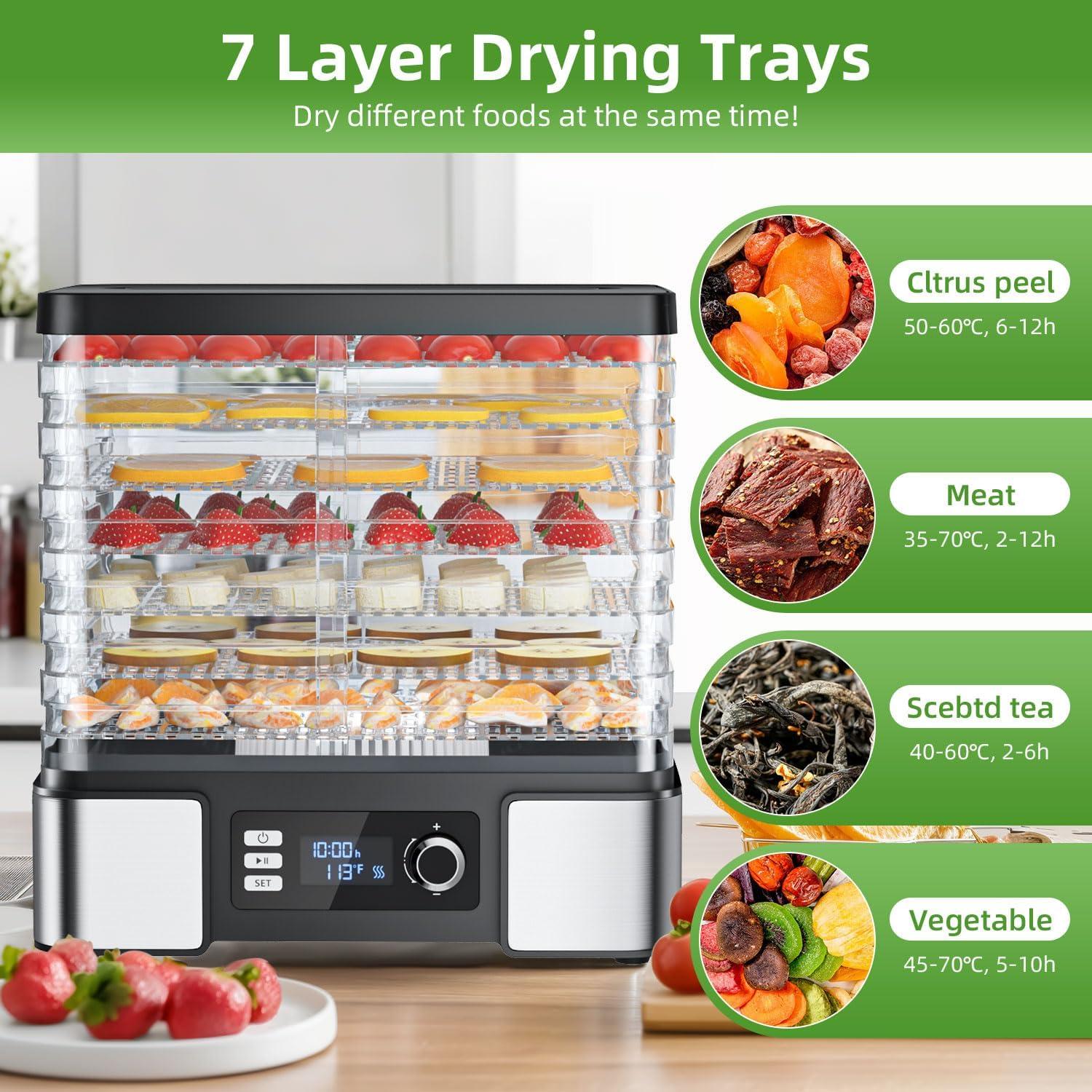 MASTER CRAFT WINDOW AND DOOR Food Dehydrator Machine Dryer For Jerky: Stainless Steel Dehydrater For Fruit Herb - Digital Food Drier For Meat Beef Dehydration
