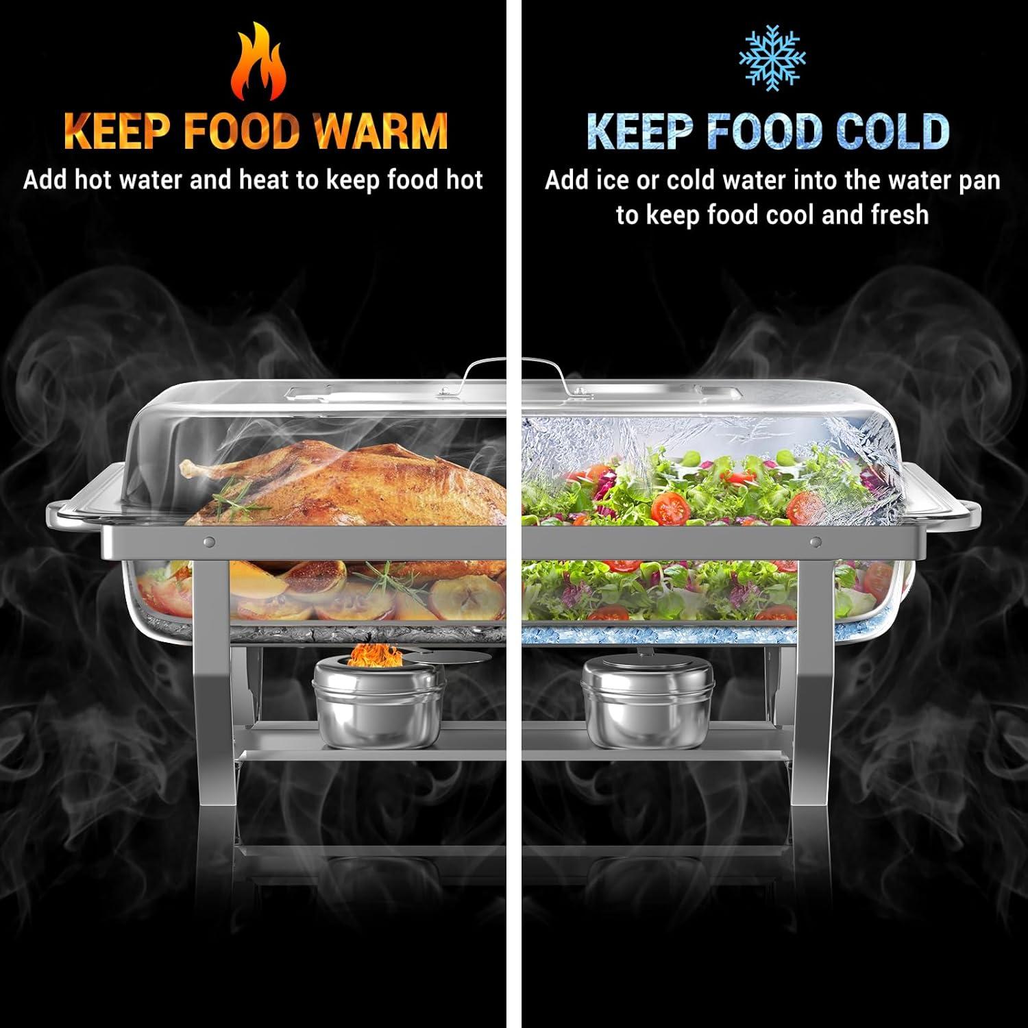 The Party Aisle™ Chafing Dishes For Buffet 4 Pack, 8 Qt Stainless Steel Chafers And Buffet Warmers Sets With Lid, Rectangle Serving Food Warmer Catering Supplies Buffet Display For Parties