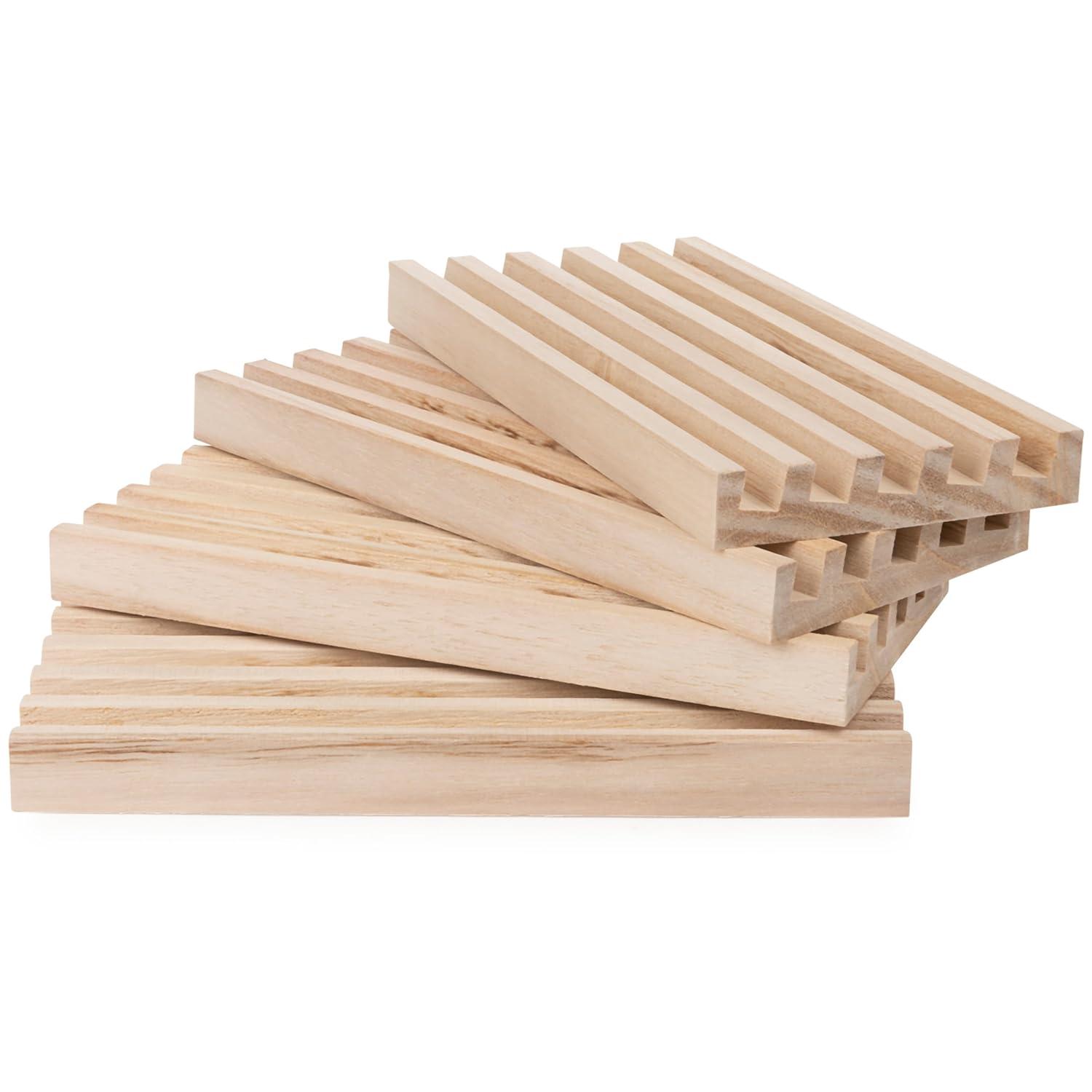Wood Domino Racks, Set of 4 Trays for Mexican Train and other Dominoes Games, for Families and Kids Ages 8 and up