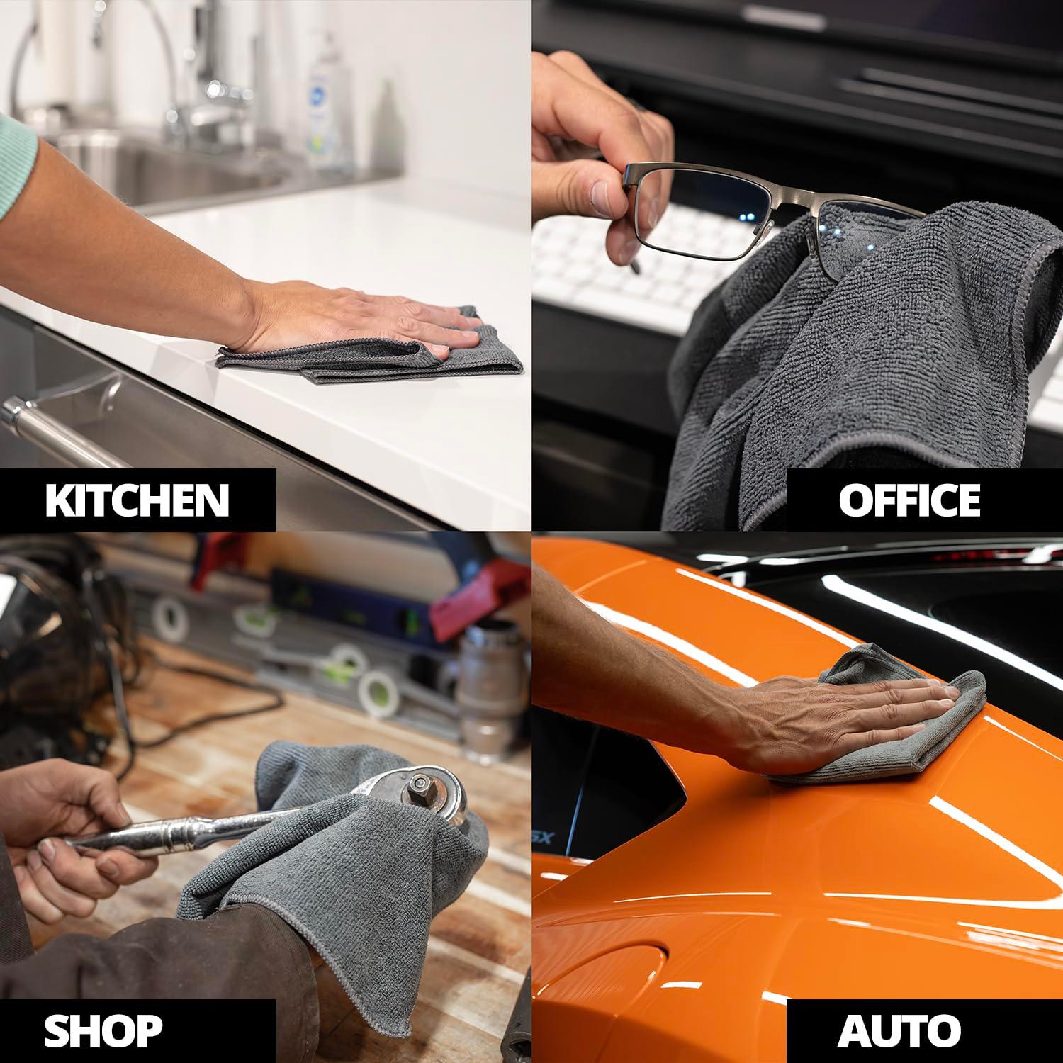 CERAKOTE Microfiber Cleaning and Application Towels (12 Pack) Durable Microfiber Material - 300 GSM Lint-Free Towel - Safe for Car, Home, Cleaning