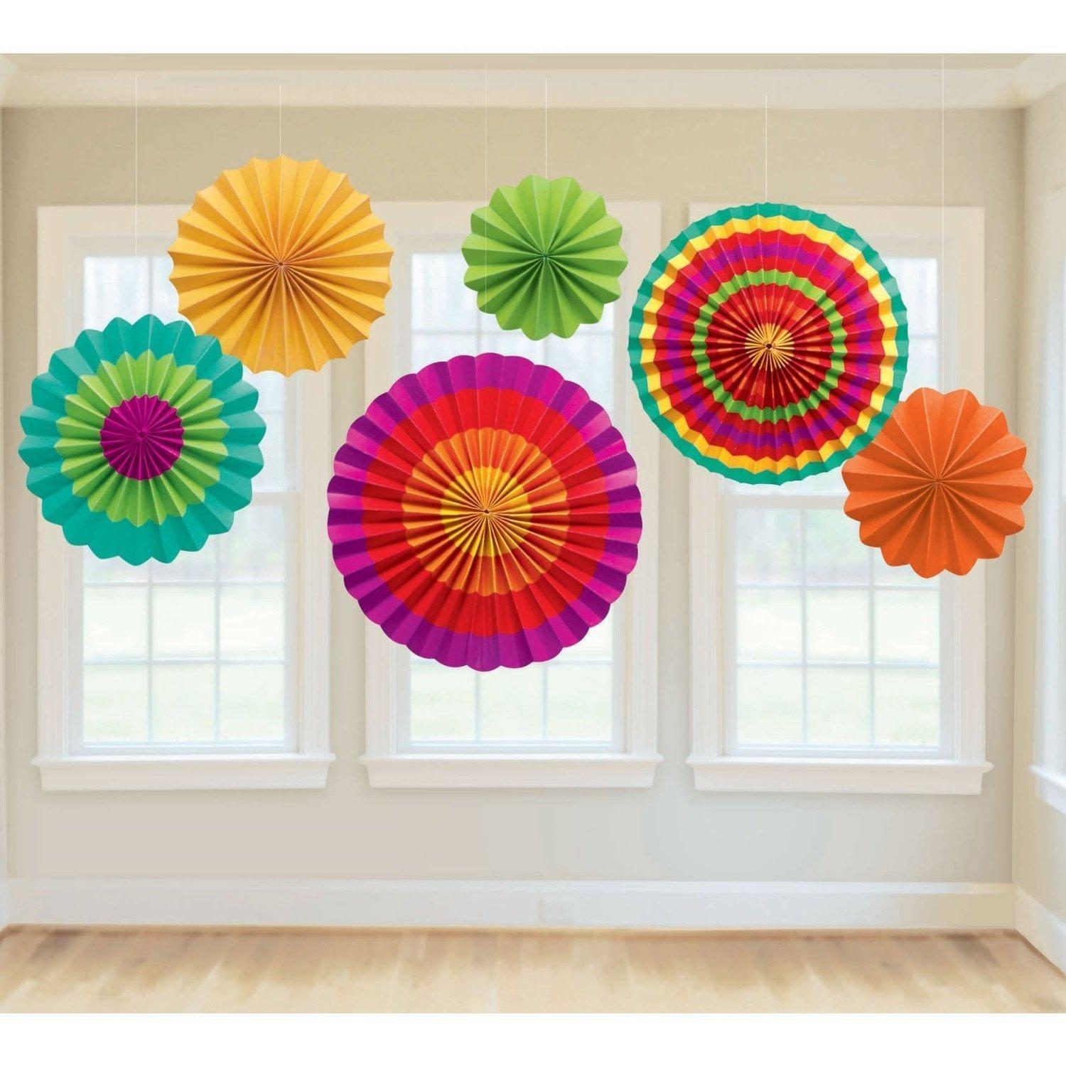 Super Z Outlet Paper Fan Mexican Fiesta/Cinco De Mayo/Carnival/Taco Tuesday Kids Party Hanging Decoration Supplies (12)