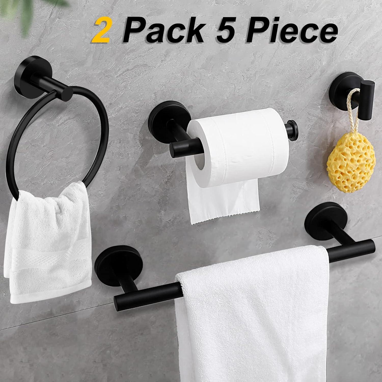 Matte Black 10-Piece Stainless Steel Bathroom Accessories Set