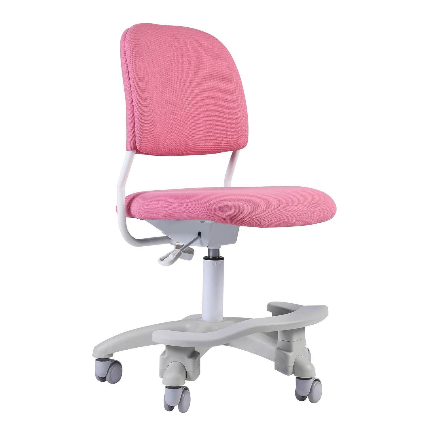 Ergonomic Kids Desk Chair, Child's Children Student Study Office Computer Chair, Adjustable Height and Seat Depth, W/Slipcovers, Detachable Footrest and Lumbar Support (Pink, W/Chair Slipcovers)