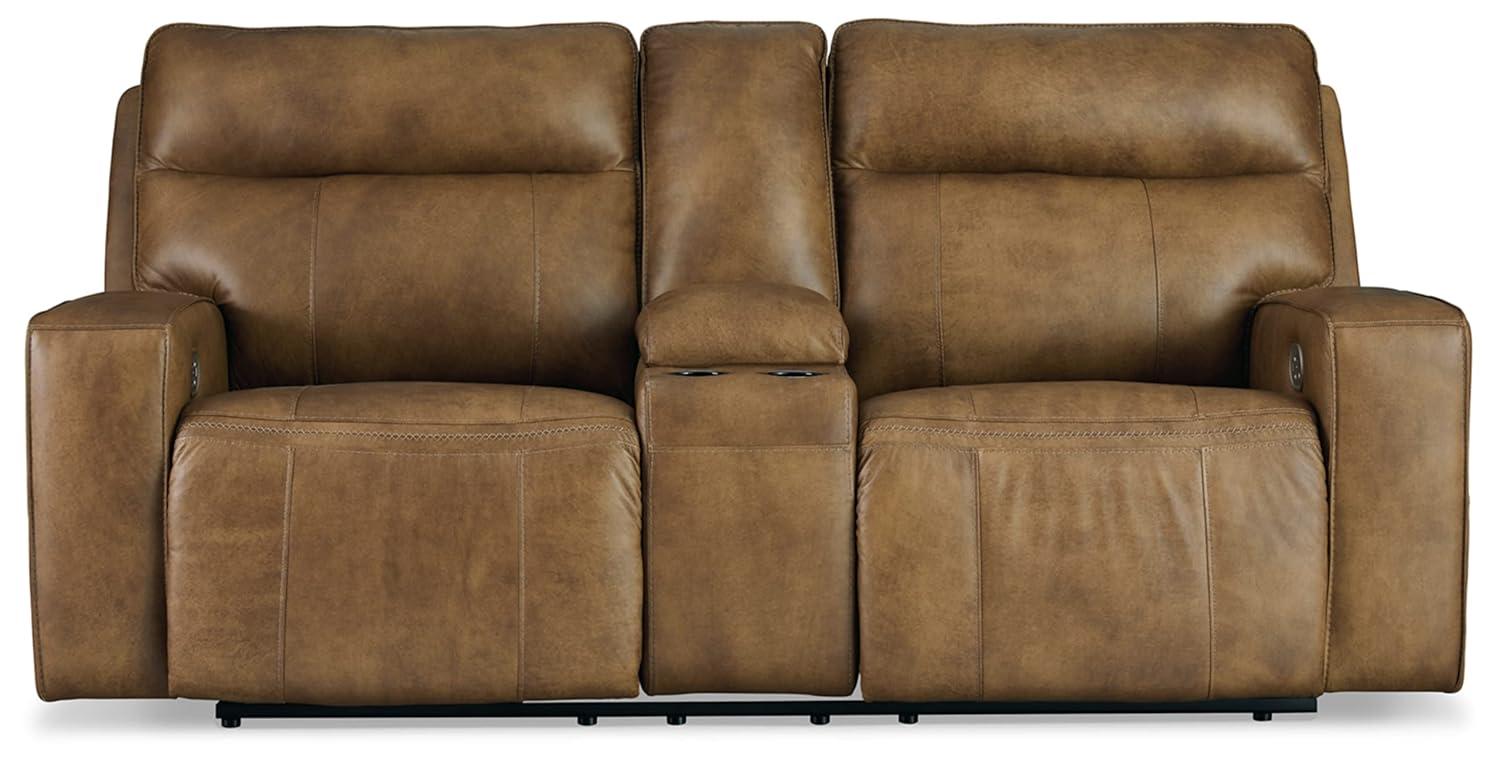 Roman 102'' Smoke Gray Faux Leather Power Reclining Sofa