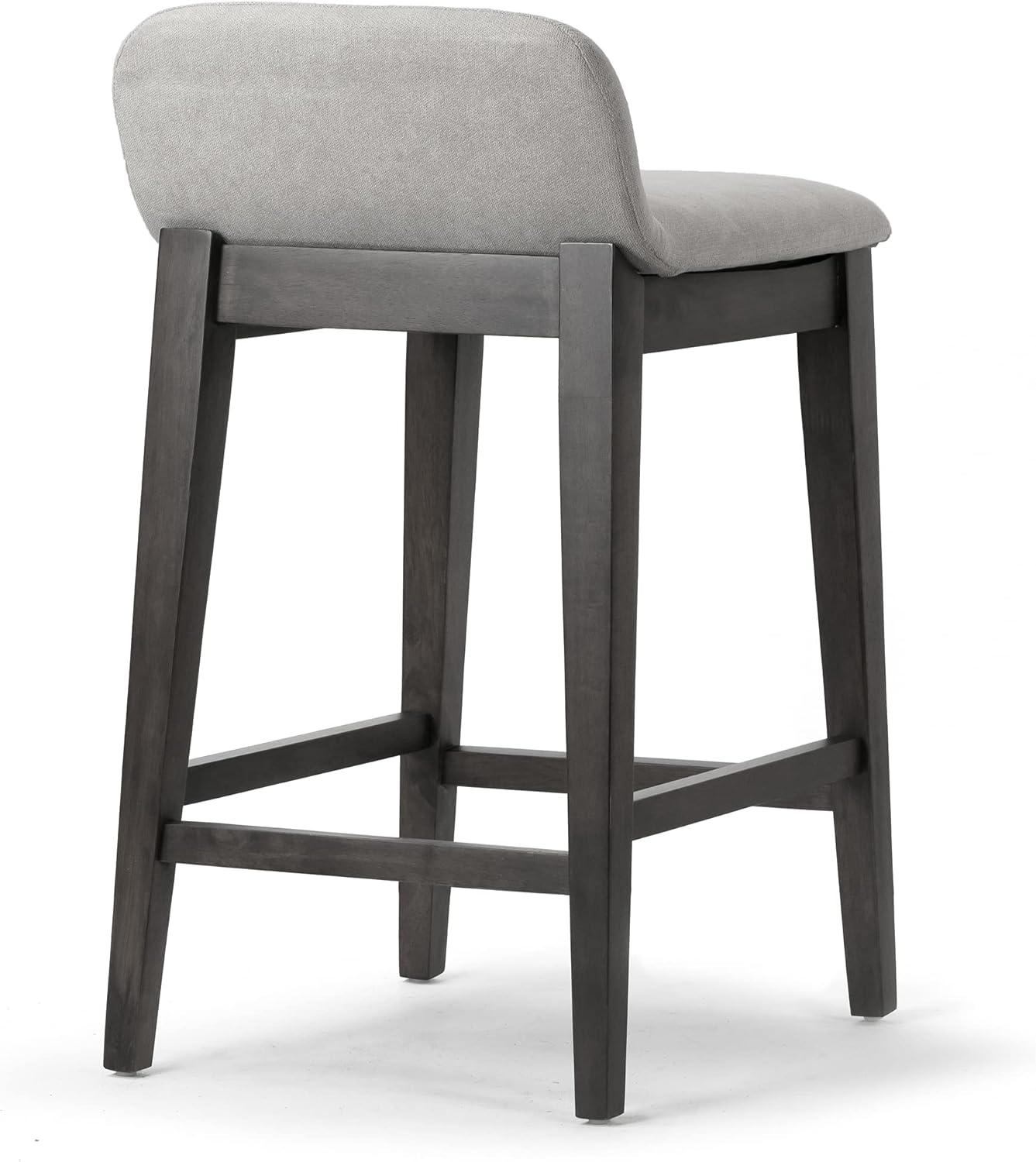 Set of 2 Atia Black Rubberwood Counter Stool with Low Back Fabric Seat