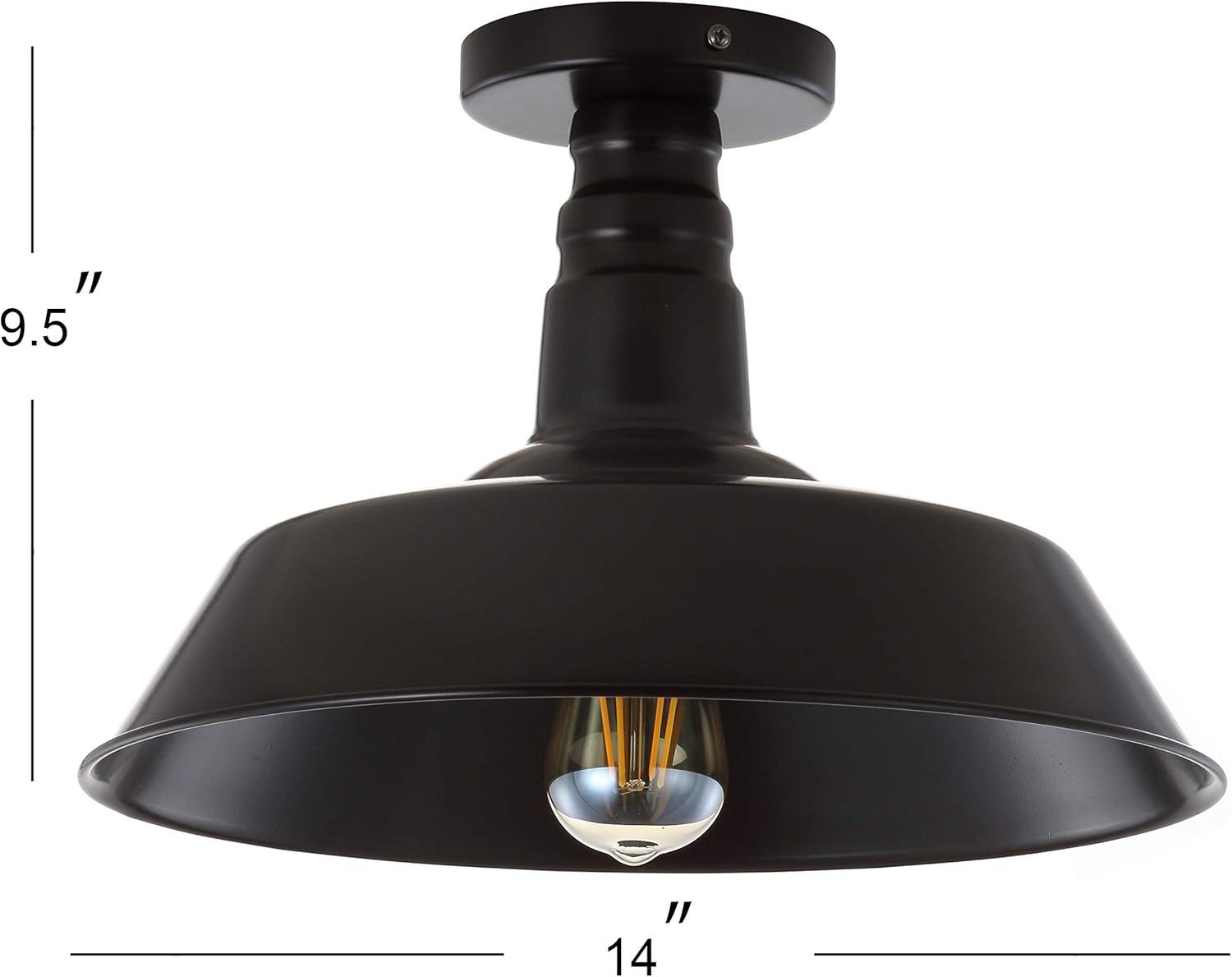 Chloe Lighting Friedrich Industrial-Style 1 Light Rubbed Bronze Semi-Flush Ceiling Fixture 14" Wide