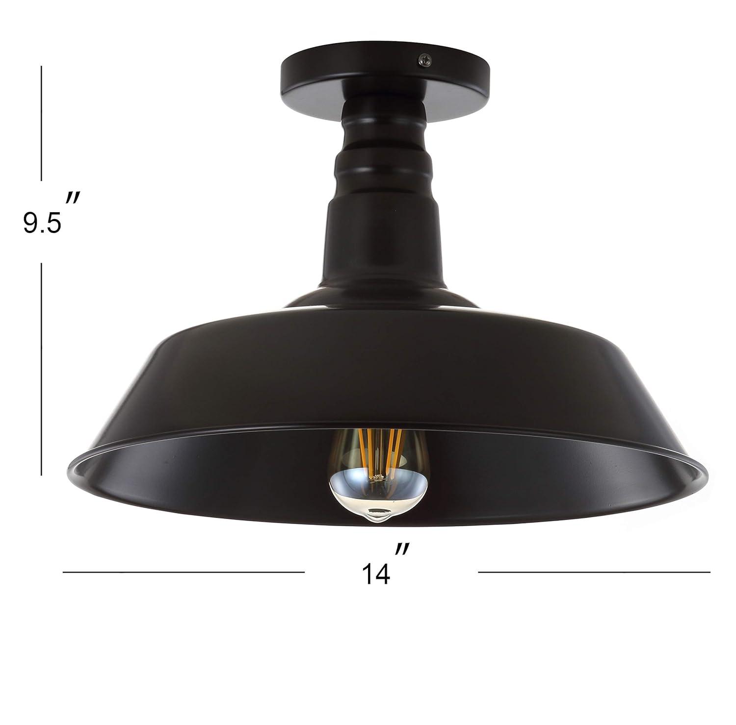 Chloe Lighting Friedrich Industrial-Style 1 Light Rubbed Bronze Semi-Flush Ceiling Fixture 14" Wide