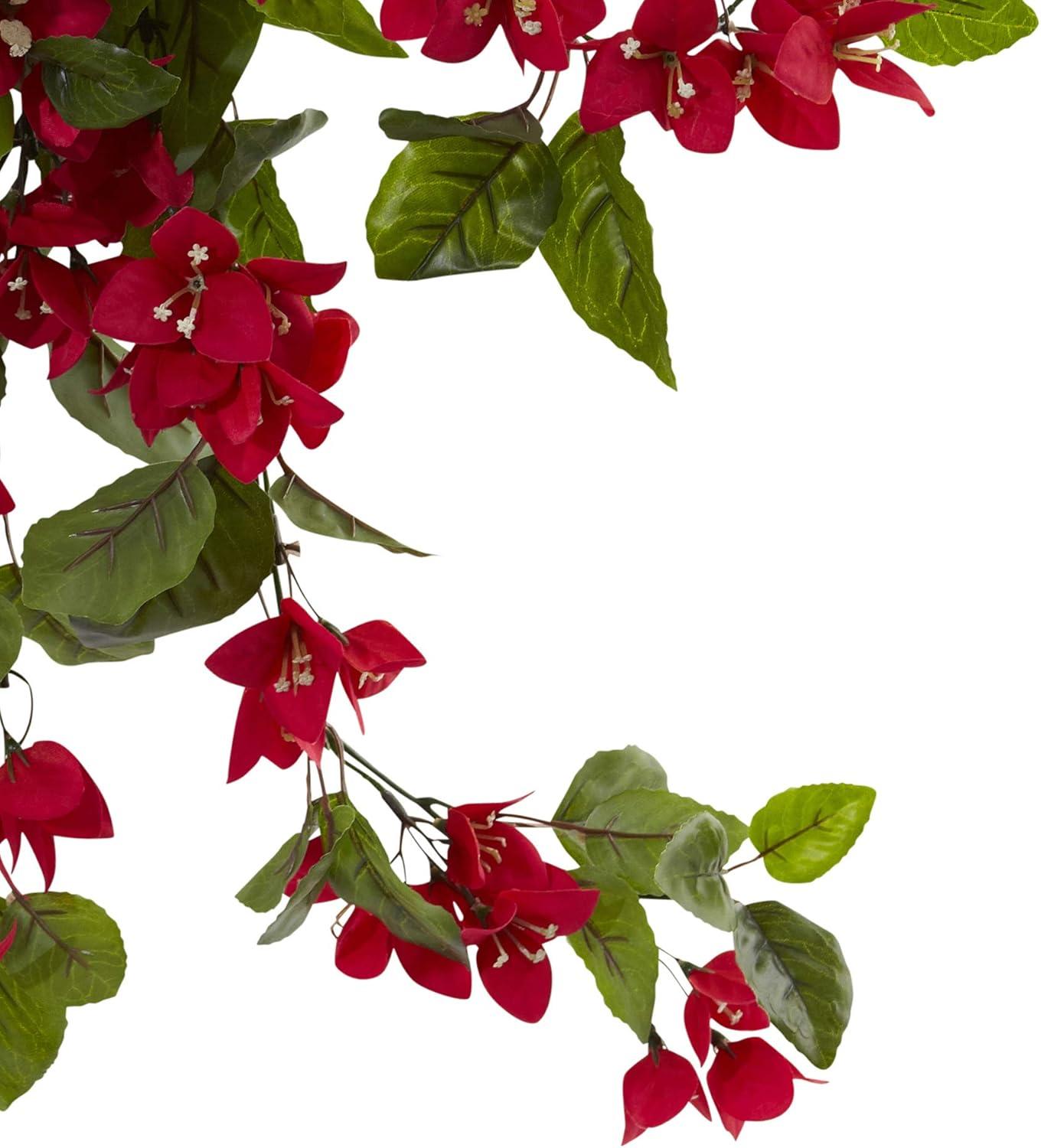 28" 2pk Bougainvillea Hanging Bush Artificial Plant - Nearly Natural: UV Resistant, Indoor/Outdoor Decor