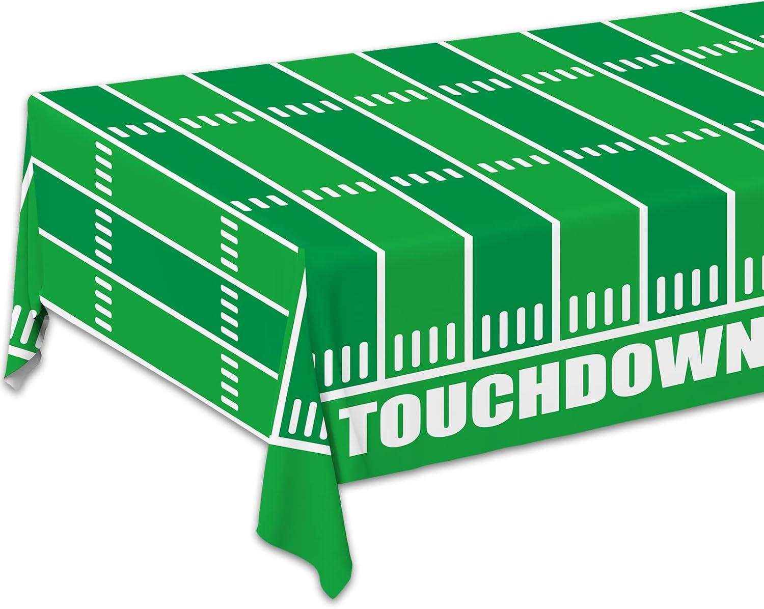 Green Football Field Plastic Disposable Tablecloth 54" x 108"