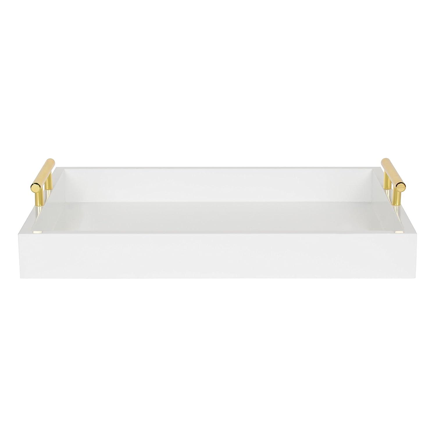 Kate and Laurel Lipton Tray, 16.5x12.25, White and Gold