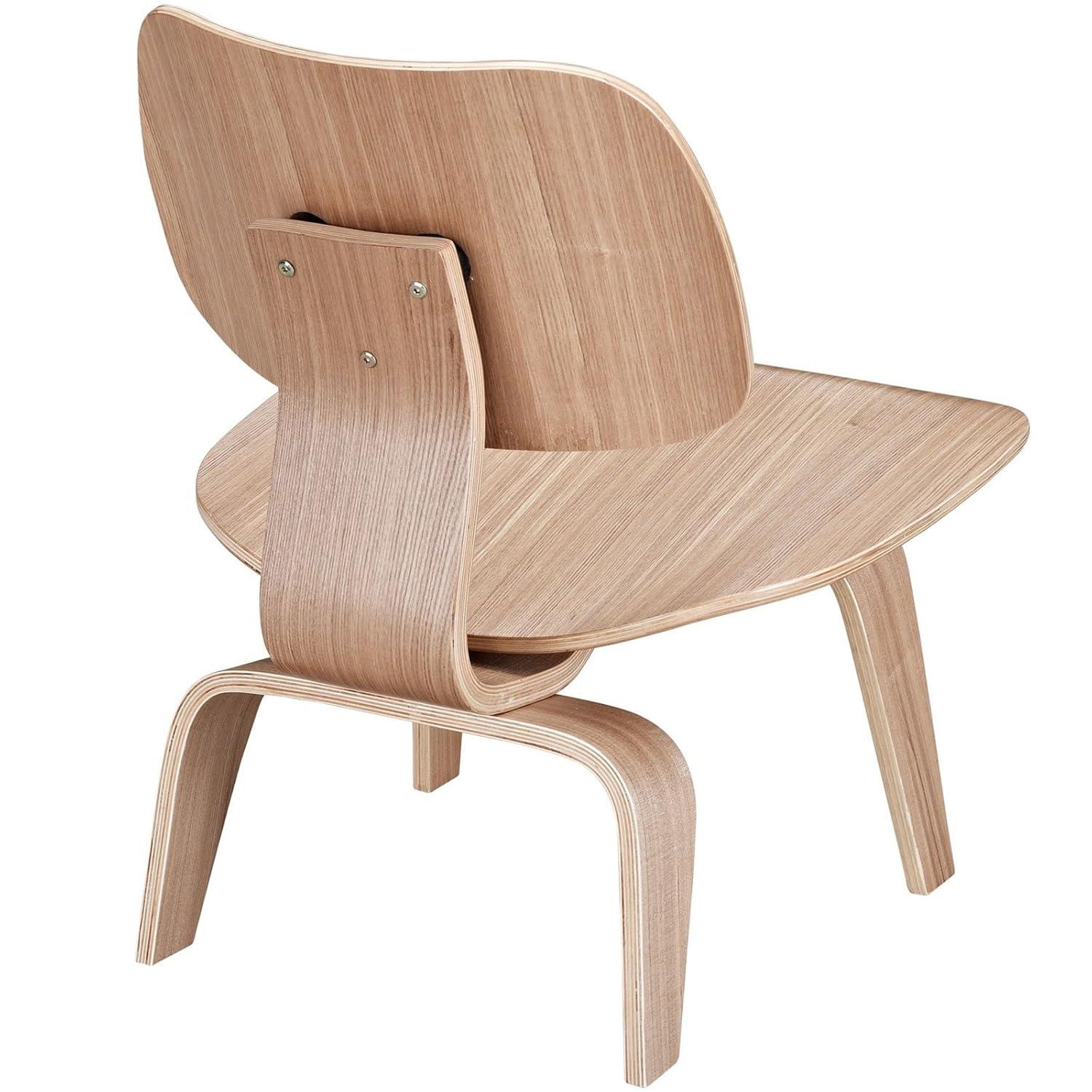 Modway Fathom Modern Durable Molded Plywood Accent Chair in Natural