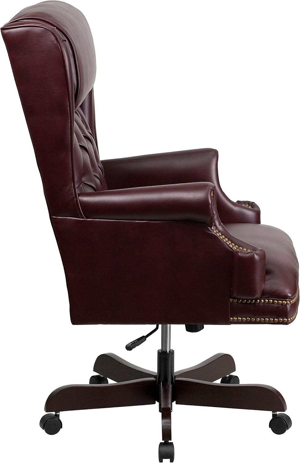 Flash Furniture Ainslie High Back Traditional Tufted Burgundy LeatherSoft Executive Ergonomic Office Chair with Oversized Headrest & Arms