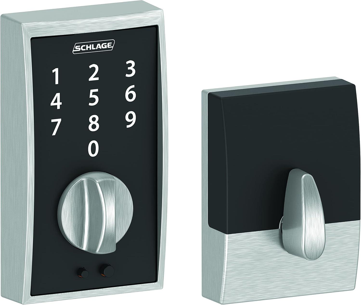 Satin Chrome Keyless Touchscreen Deadbolt with Mechanical Knob