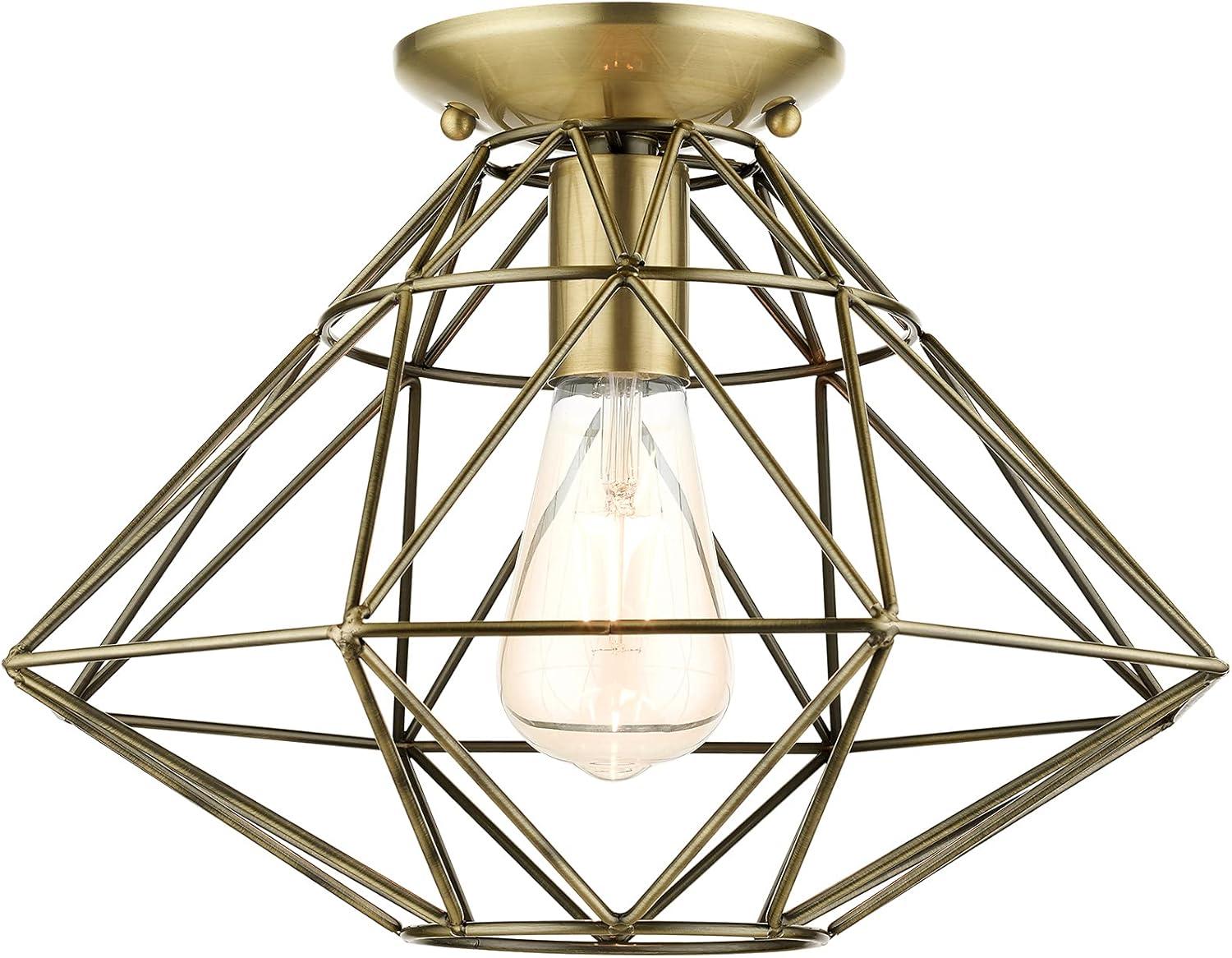 Livex Lighting Geometric 1 - Light Flush Mount in  Antique Brass