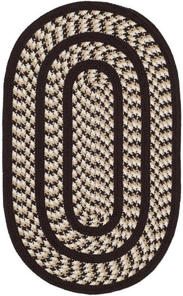 Handmade Ivory & Dark Brown Braided Oval 8' x 10' Synthetic Rug