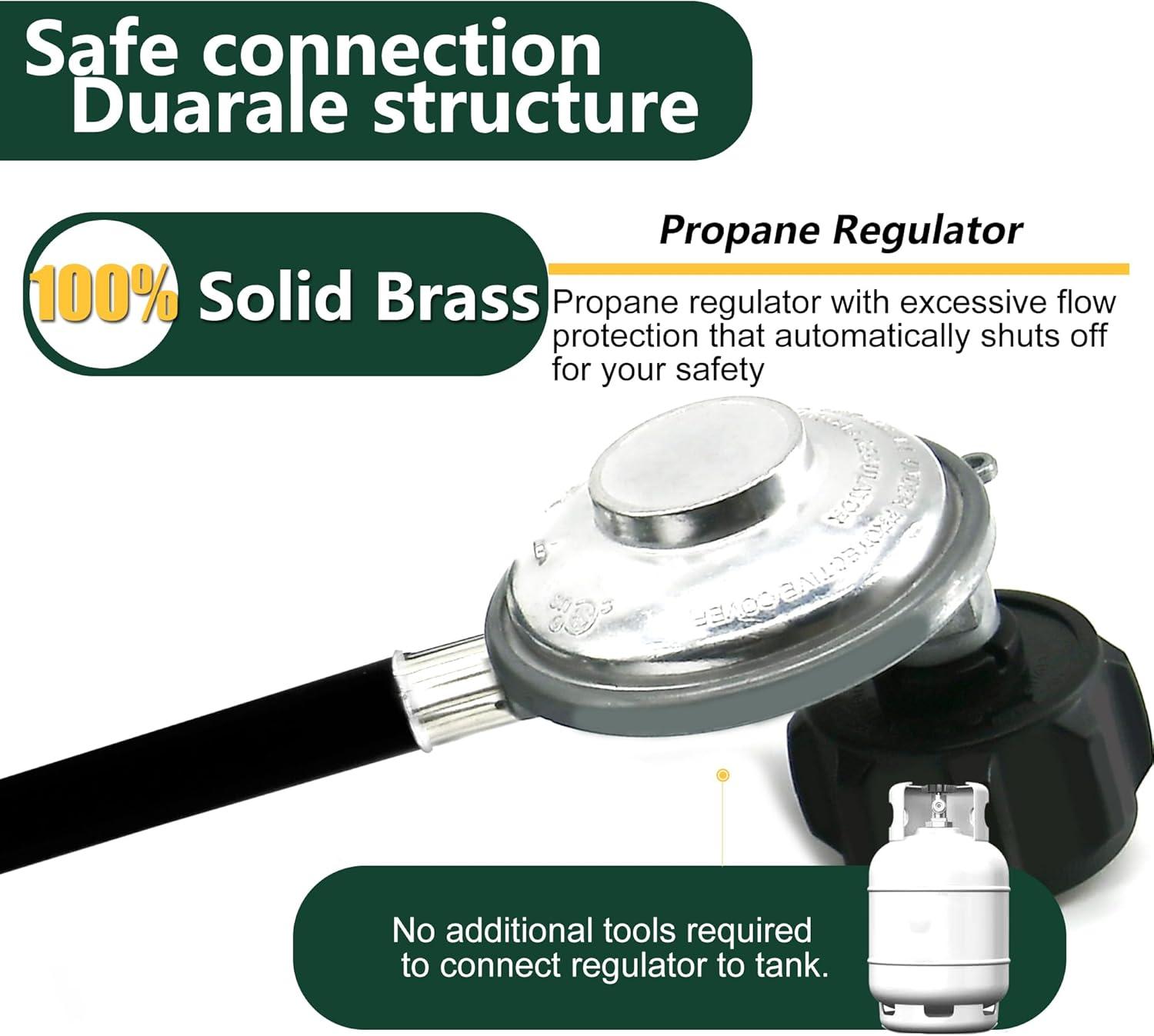 Gas One, 3 ft, QCC1 Propane Regulator and Hose Gas Line Connector