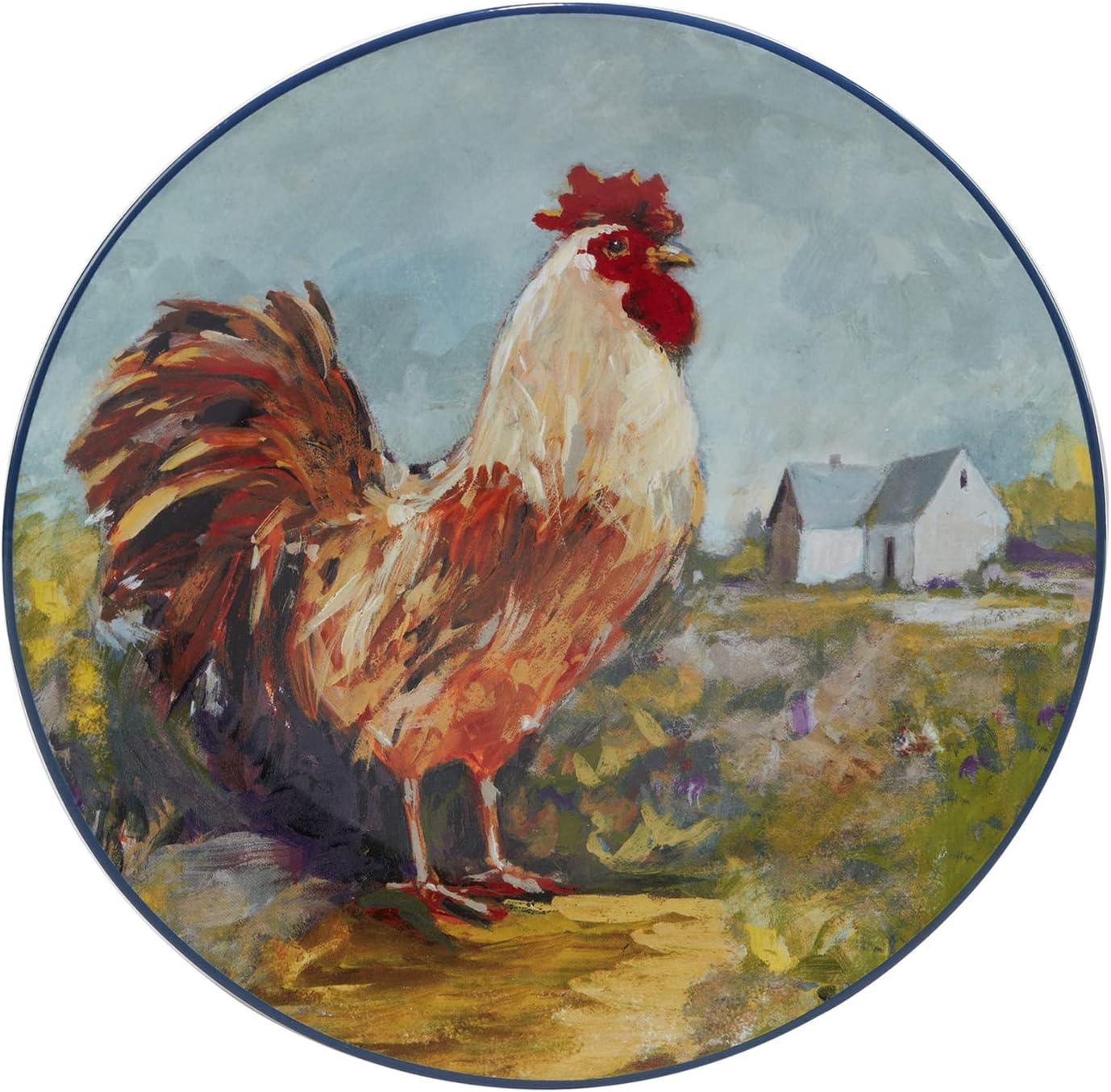 Certified International  Rooster Meadow 11" Dinnerware Plates, Set of 4 - 11" x 11"