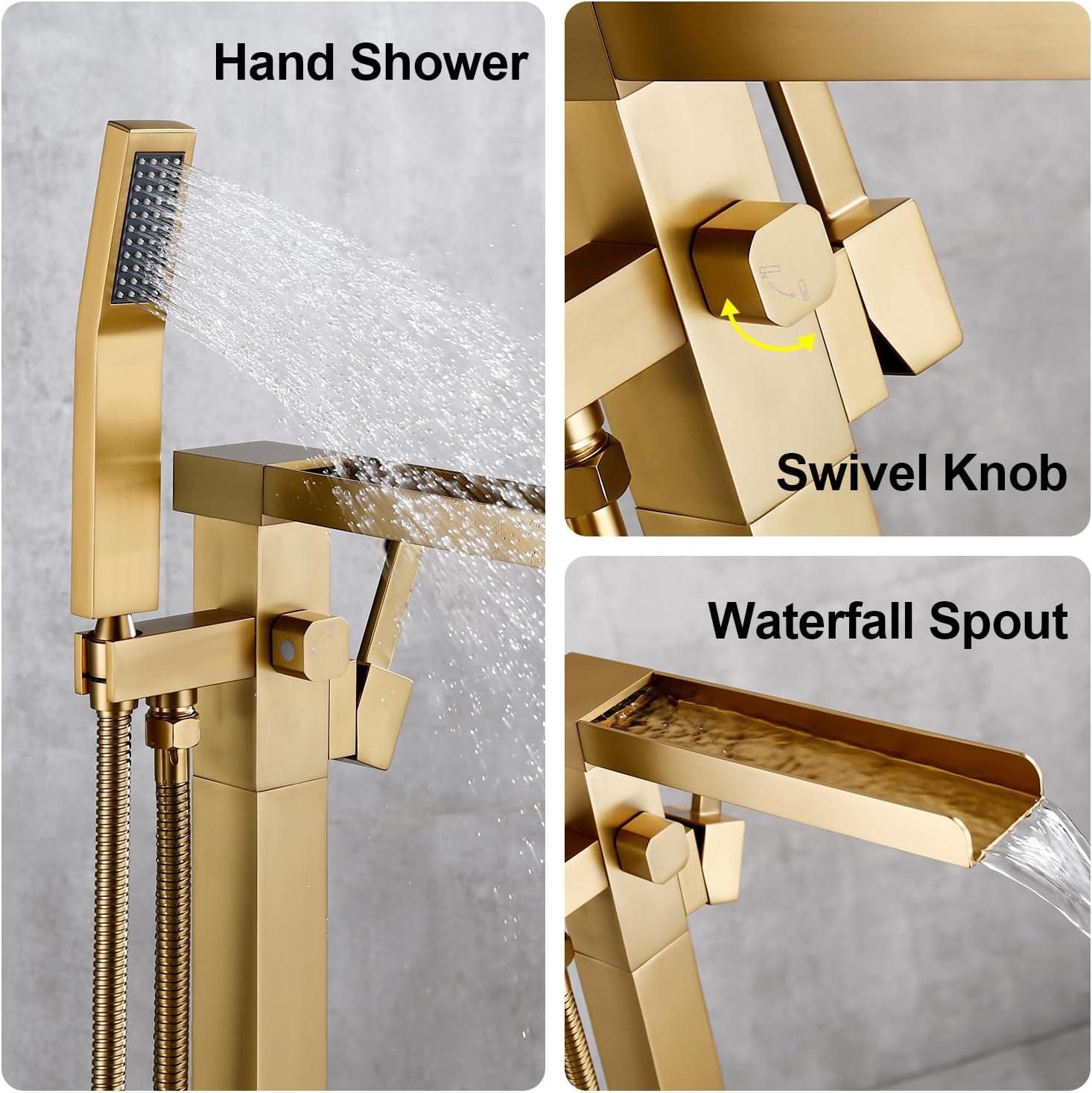 1 Handle Floor Freestanding Tub Filler with Diverter