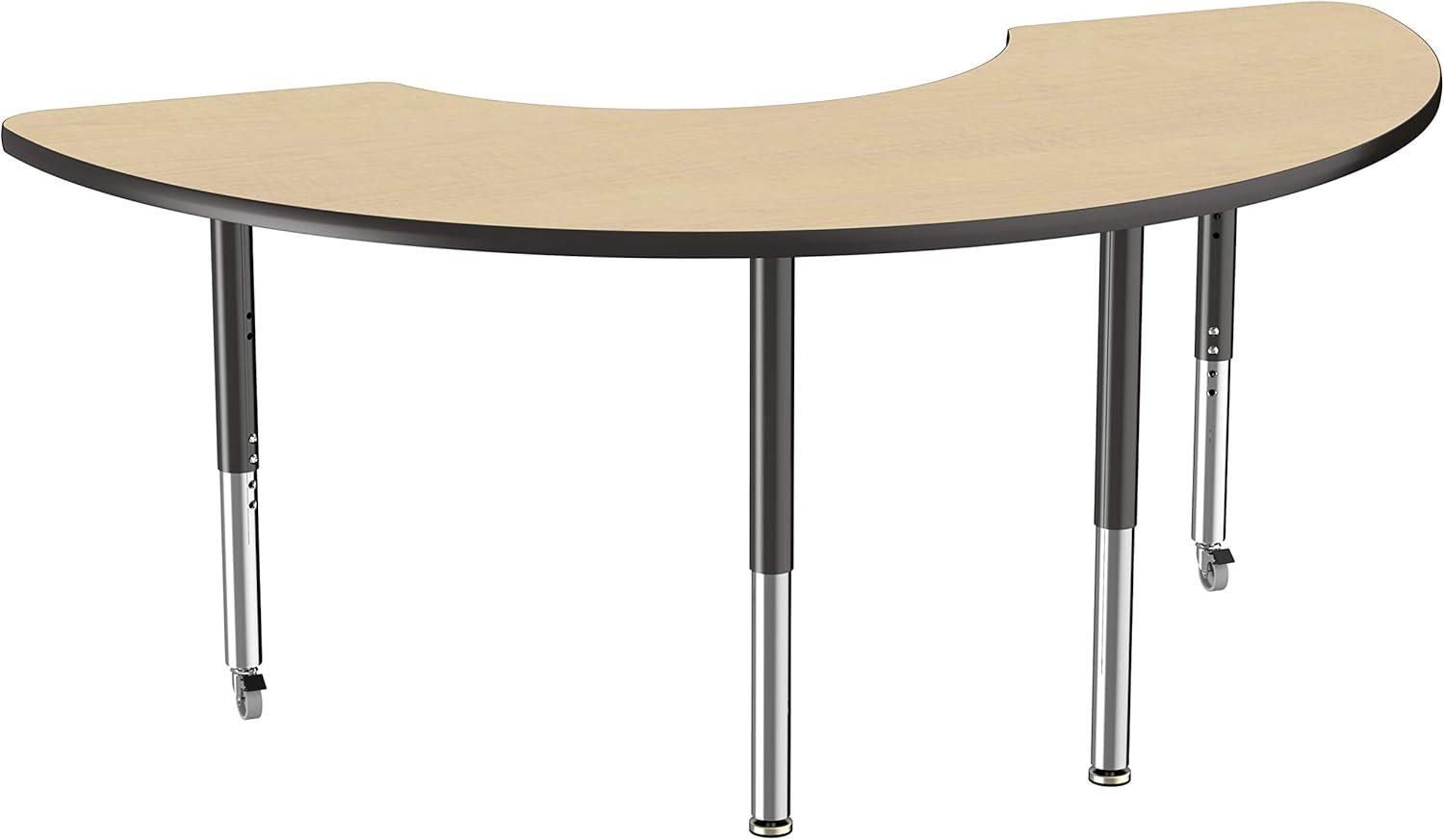 36" x 72" Half Moon T-Mold Activity Table with Adjustable Legs