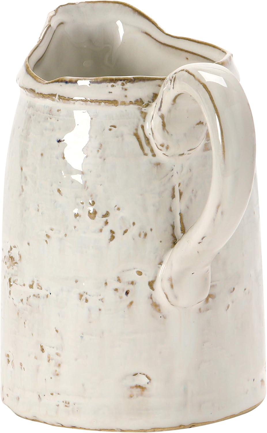 Creative Co-Op 28 oz. Stoneware Pitcher, Reactive Glaze, White (Each One Will Vary)