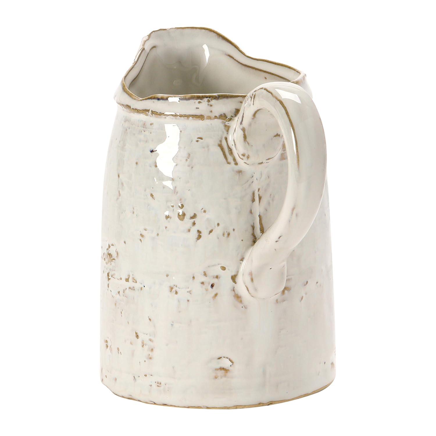 Storied Home 28 oz. Stoneware Pitcher, Reactive Glaze, White (Each One Will Vary)