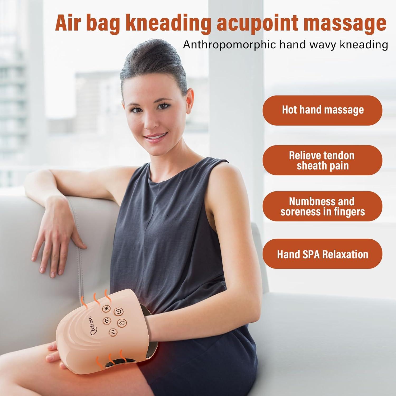 cotsoco Hand Massager with Heat and Compression for Arthritis and Carpal Tunnel, Birthday Gifts for Women Mom Men, Pink