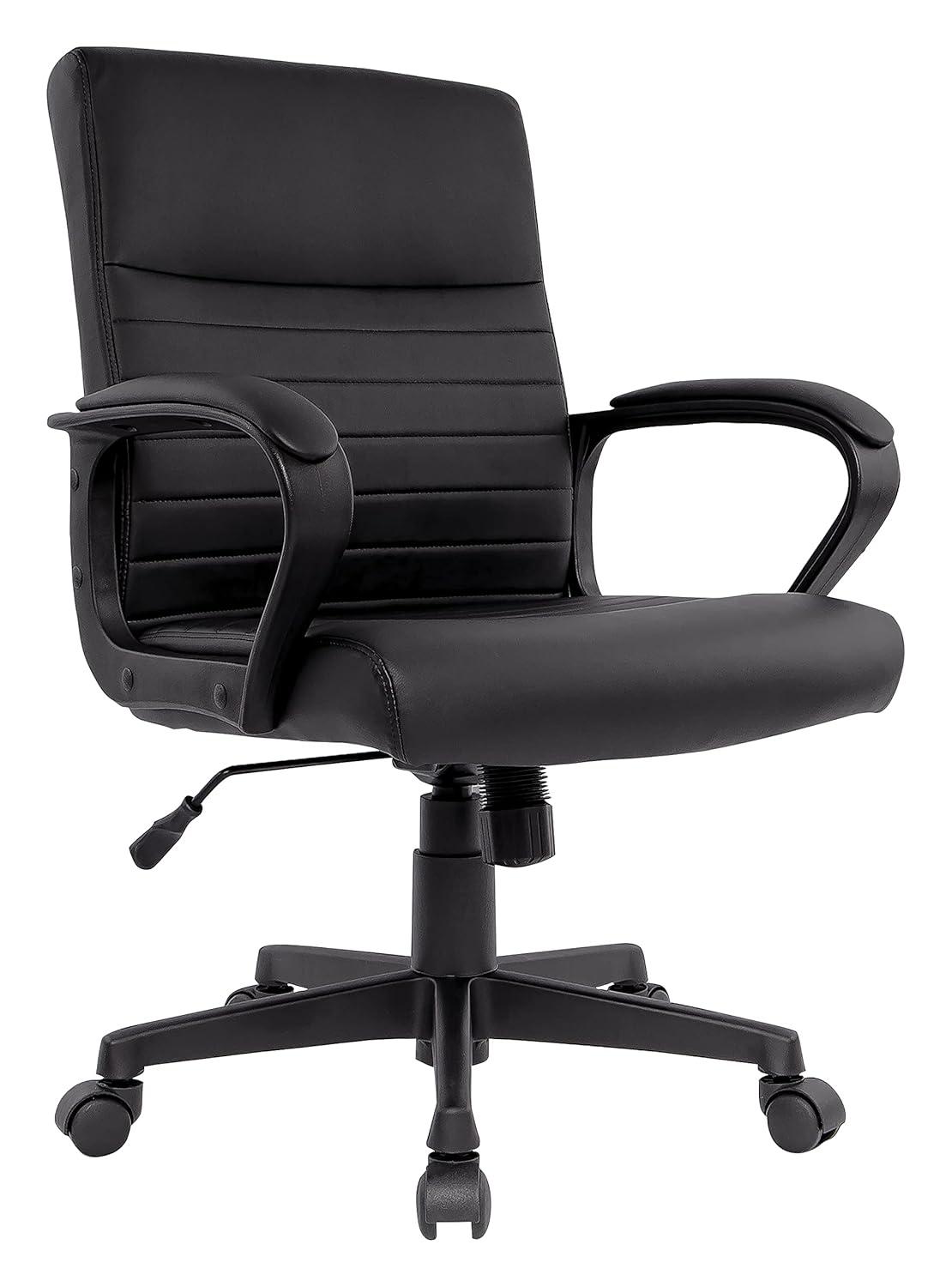 24396771 Leather Mid-Back Manager Chair, Black