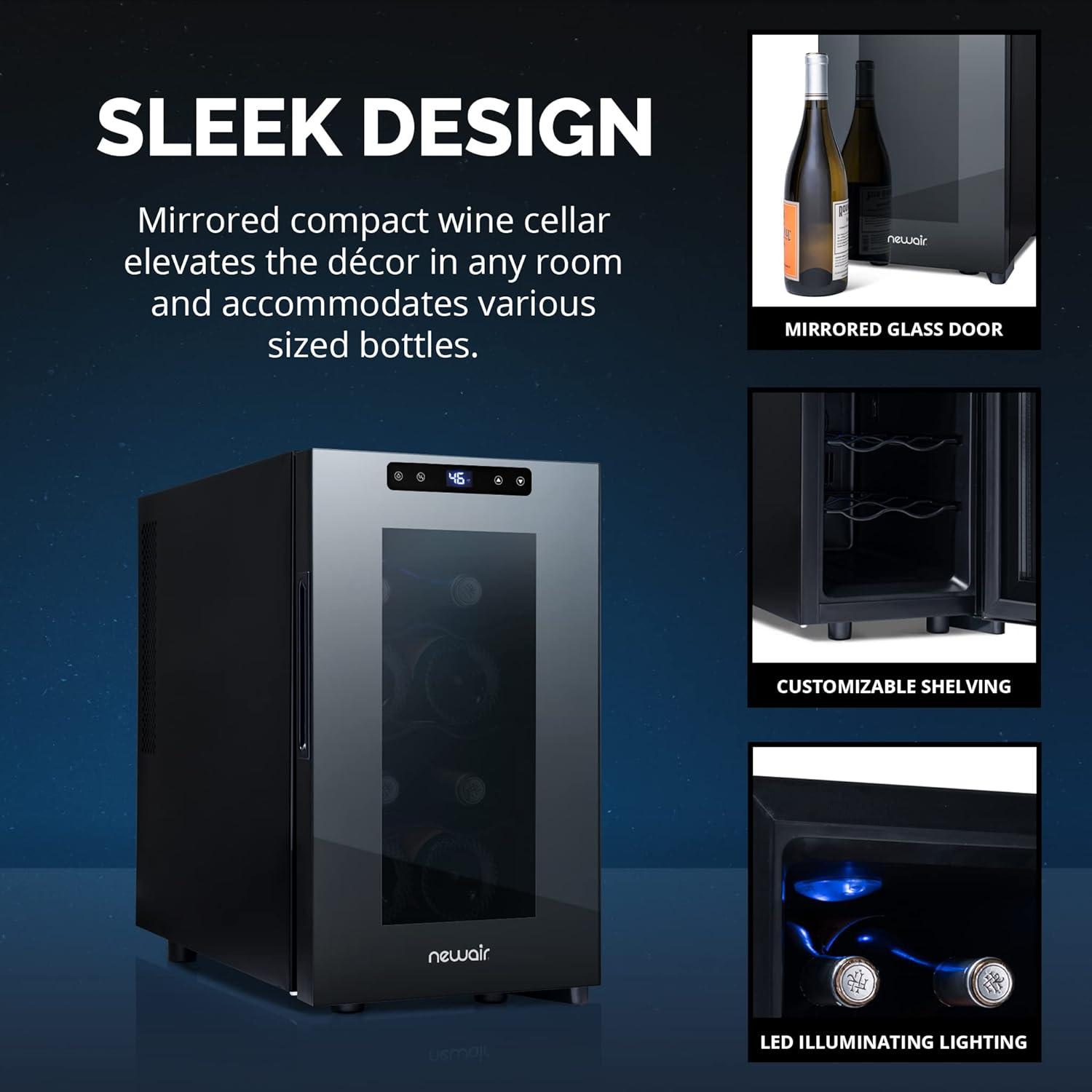 8 Bottle and 8 Can Single Zone Freestanding Wine Refrigerator