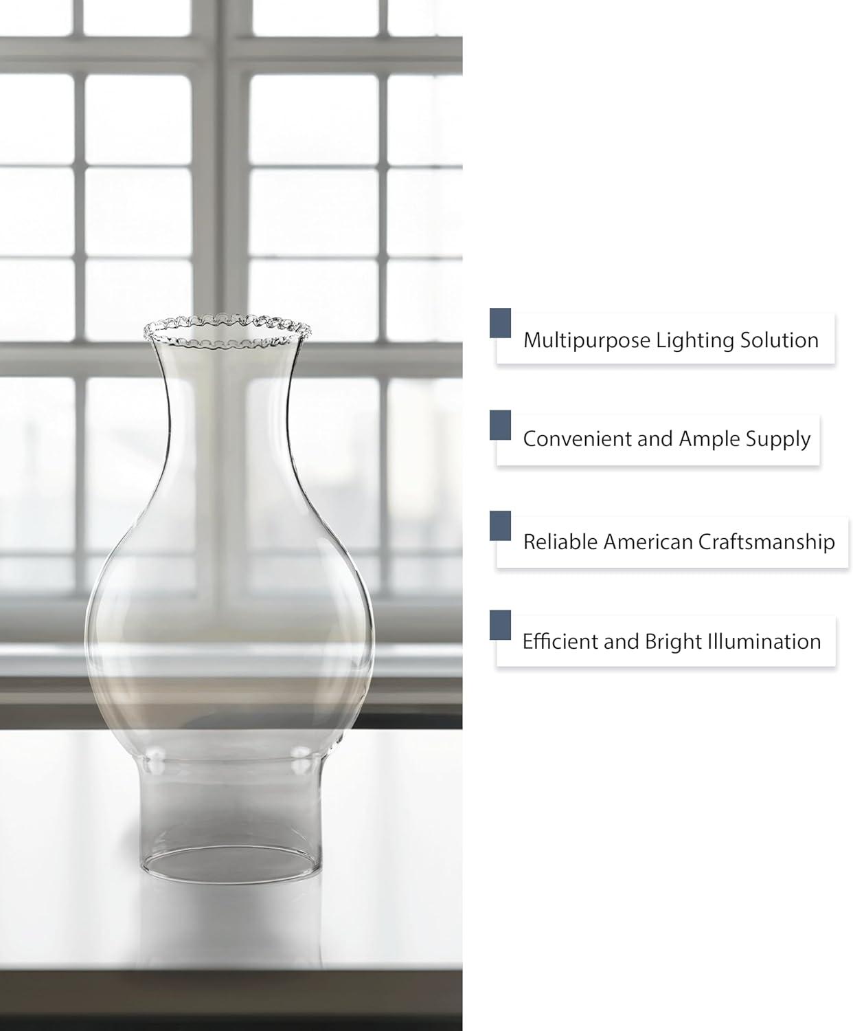 Light of Mine  3" X 8 3/4" with 4  Bulge Oil Lamp Globe Replacement Lamp  Oil Lamp Chimney  Hurricane Lamp Glass Replacement  Crystal Clear Beaded Top Chimney