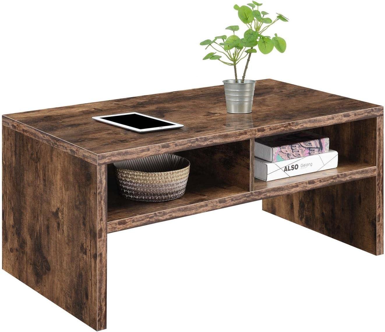 Convenience Concepts Northfield Admiral Deluxe Coffee Table with Shelves, Barnwood