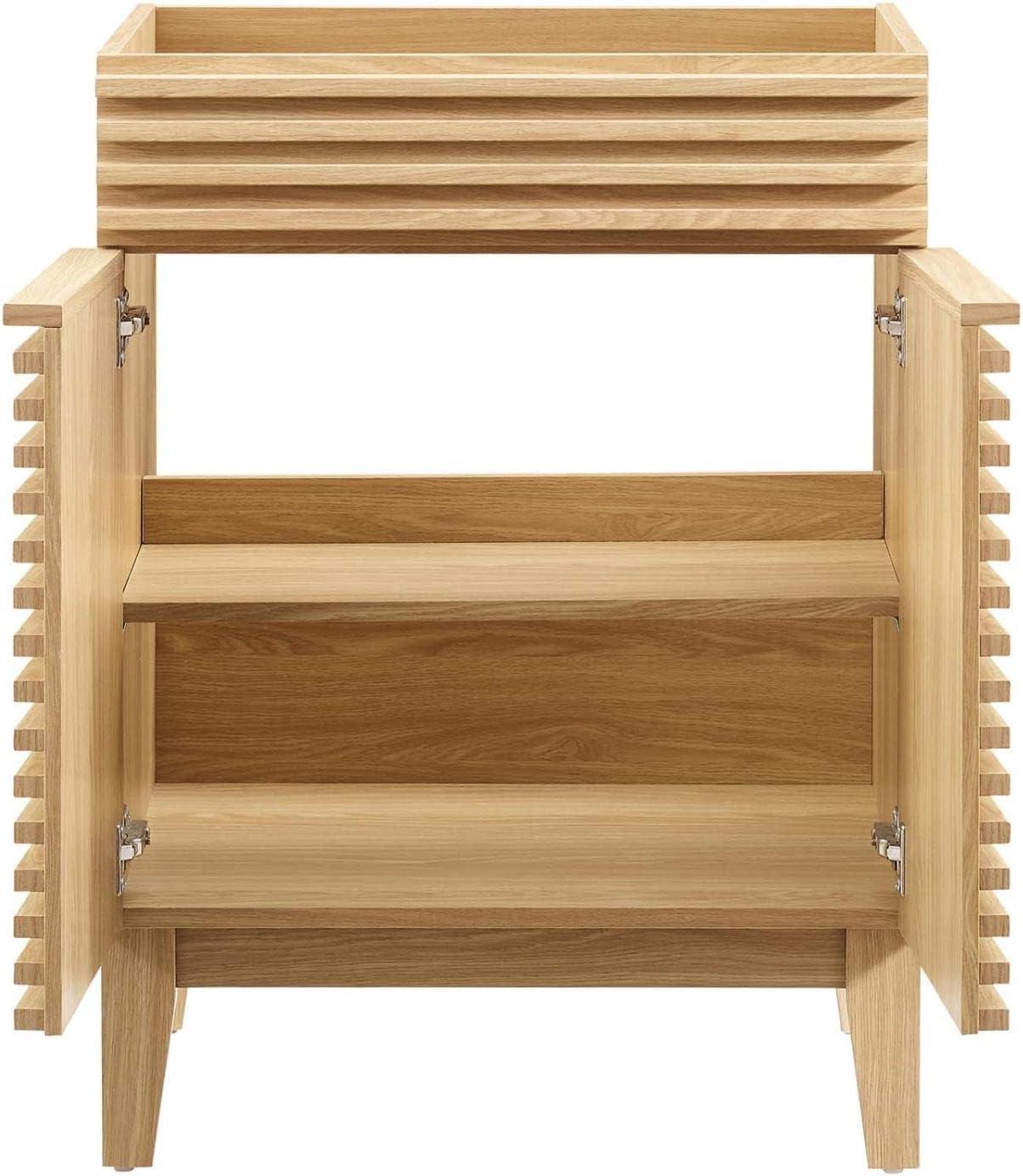 odway Render Modern Style Wood Bathroom Vanity Cabinet in Oak