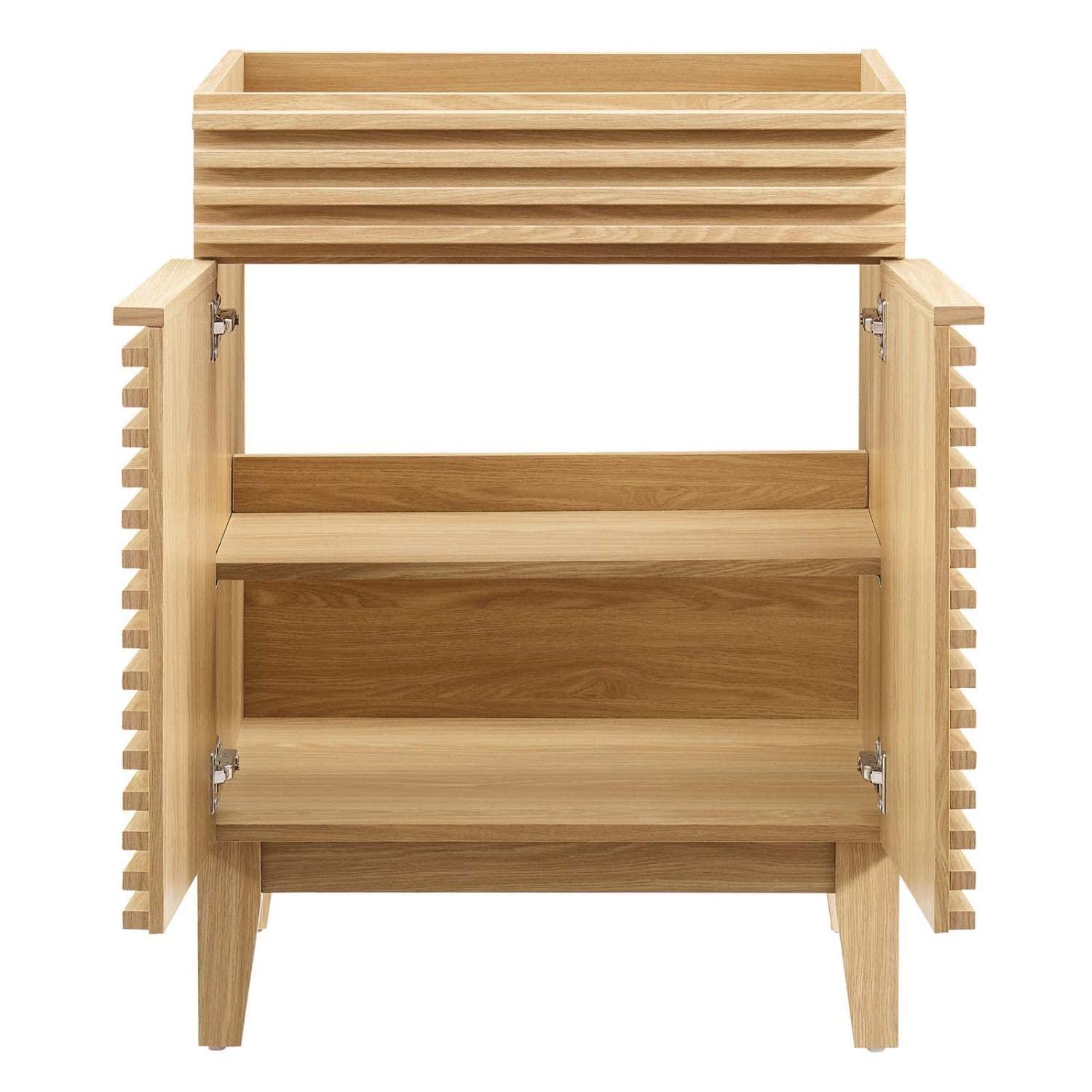 odway Render Modern Style Wood Bathroom Vanity Cabinet in Oak